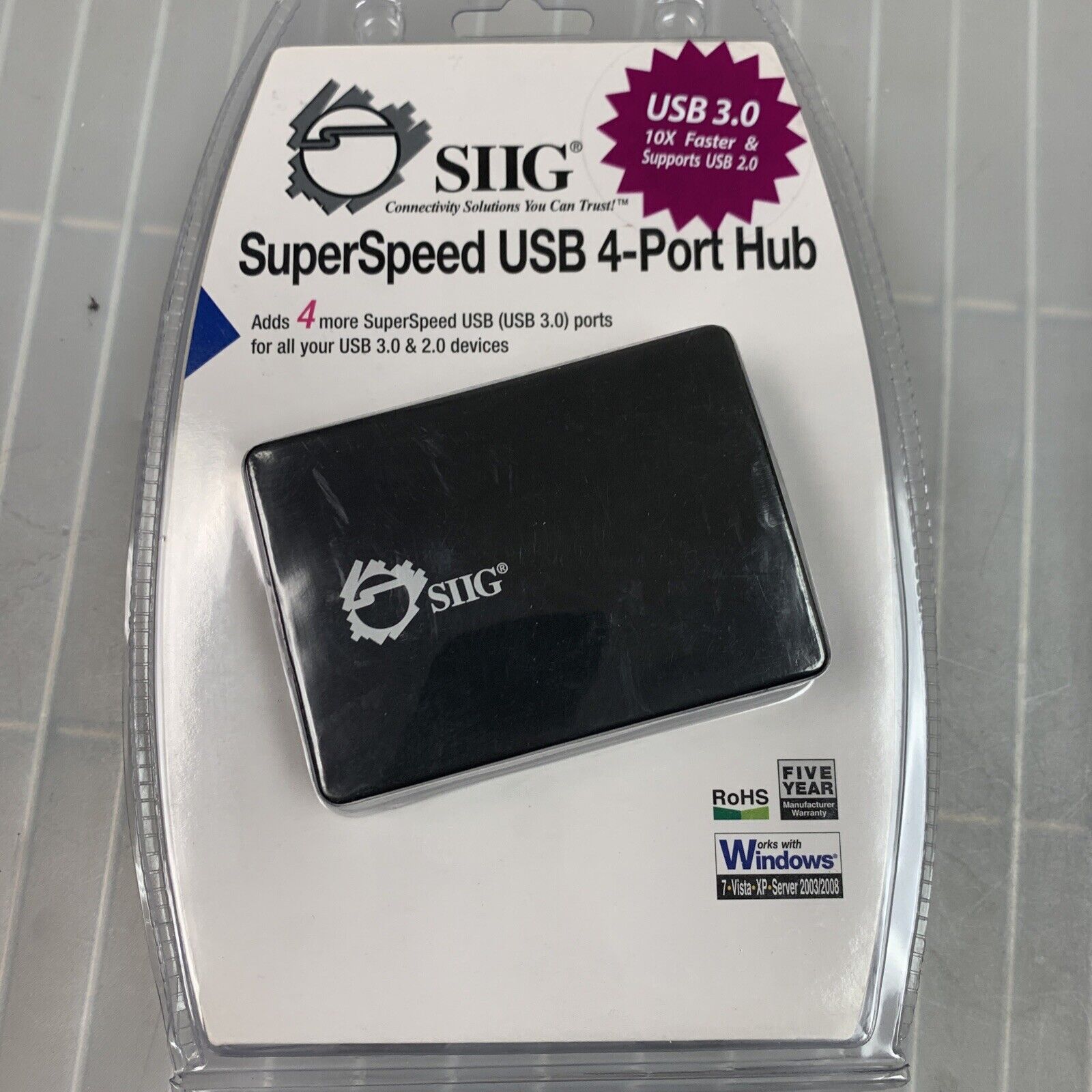 LOT of 2 x SIIG JU-H40312-S1 4-port USB 3.0 SuperSpeed USB Hub