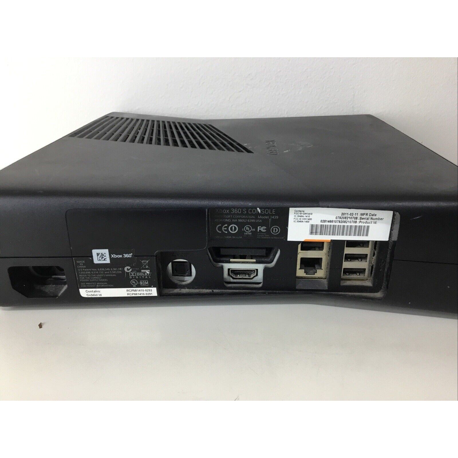 Microsoft Xbox 360 S Black Console Only Model 1439 300 GB + 5 GB