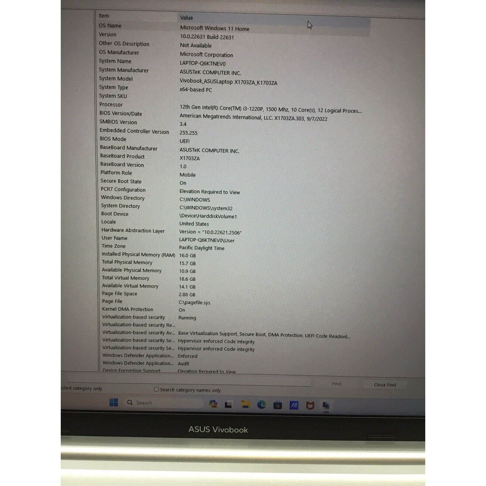 Asus VivoBook K1703ZA Core™ i3-1220P 500GB SSD 16GB 17.3" (1920x1080) WIN11