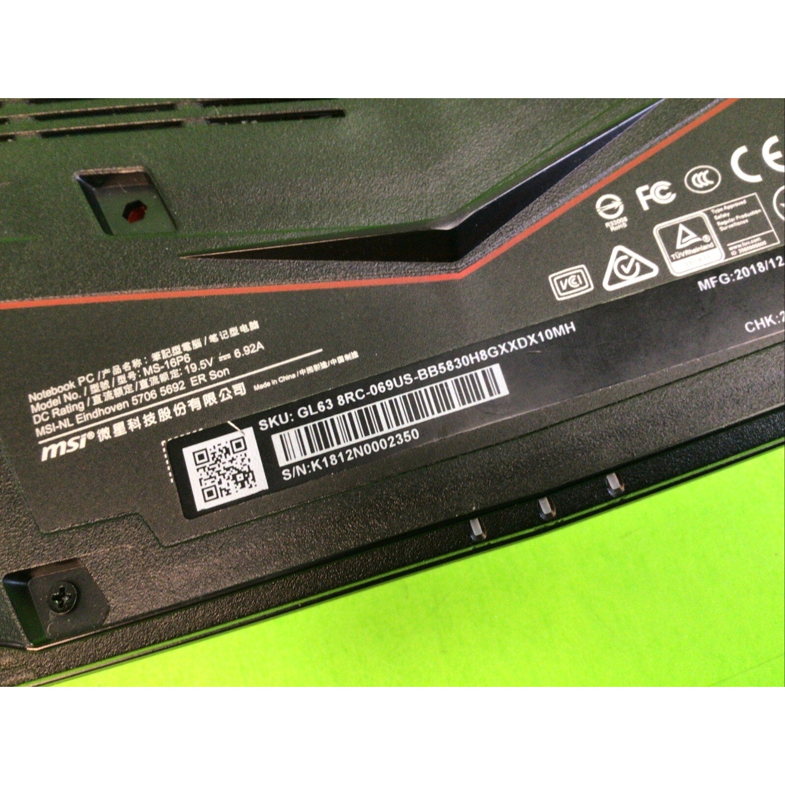 MSI GL63 8RC Gaming Laptop Core i5-8300H 24GB DDR4 RAM 240GB SSD+500GB HDD