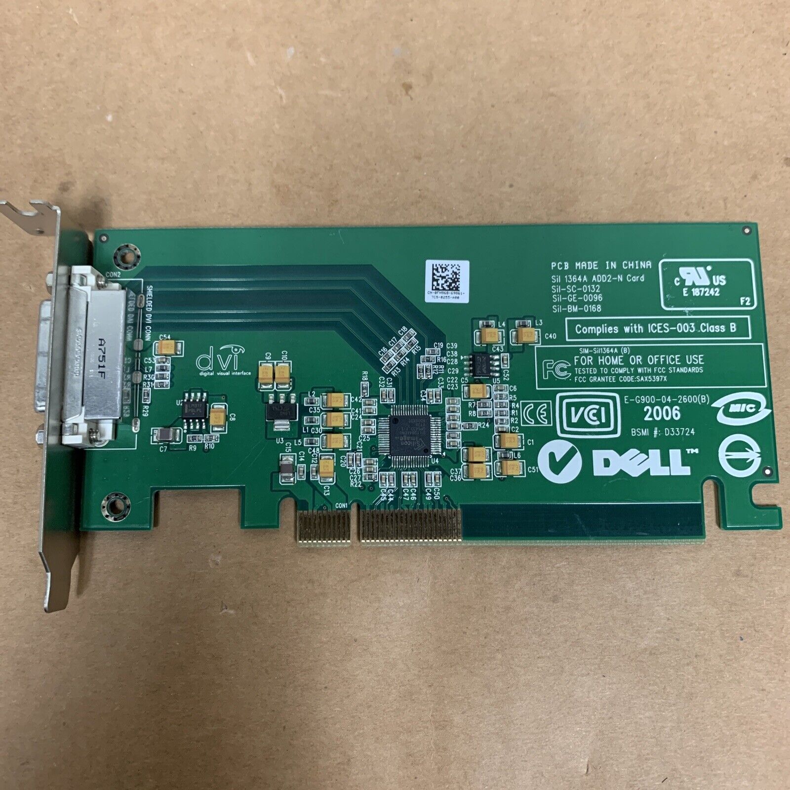 Dell DVI-D Low-Profile Video Card 0FH868 FH868 - Half Height Bracket Only