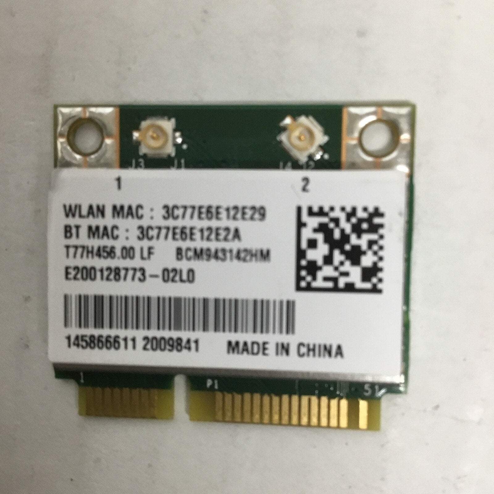 Sony 145866611 BCM943142HM 802.11n Wireless BT PCIe Half T77H456.00