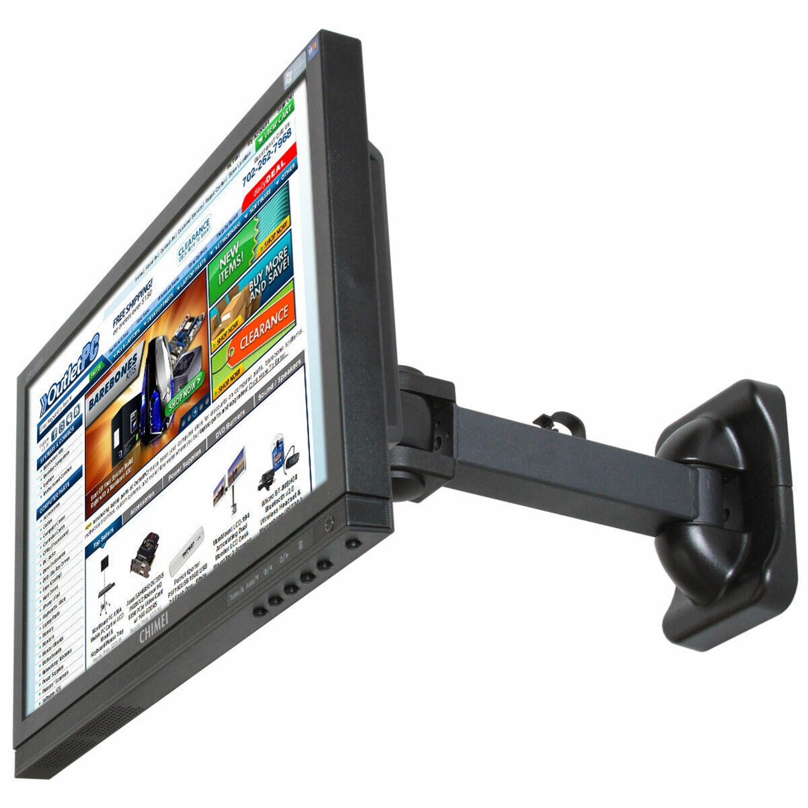 LCD Monitor/TV Single-Arm Wall Mount with Tilt - Up to 24 inch Screens - Black