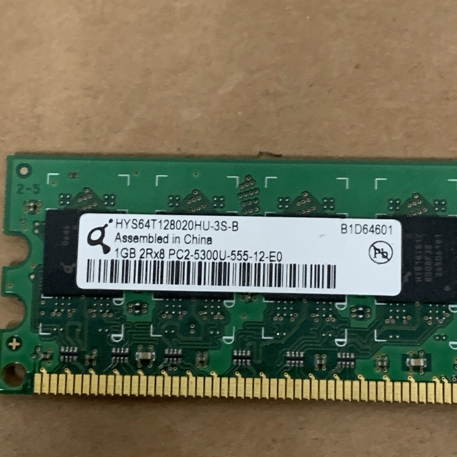 HYS64T128020HU-3S-B 1GB 2Rx8 DDR2 Desktop Memory PC-2 5300U 555 12 E0 240PIN