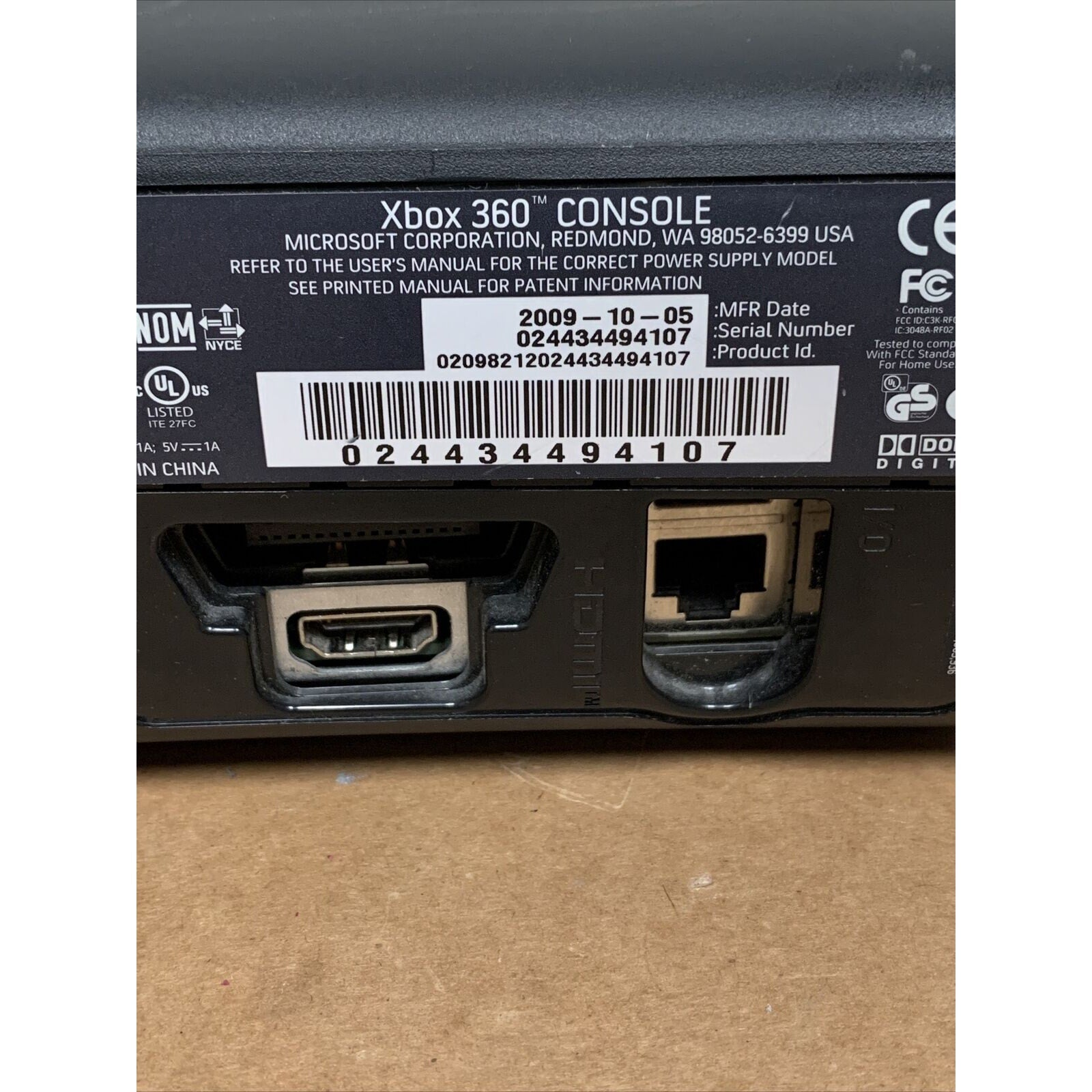 Microsoft Xbox 360 20GB Gaming System - Console Only - Black - Missing Covers