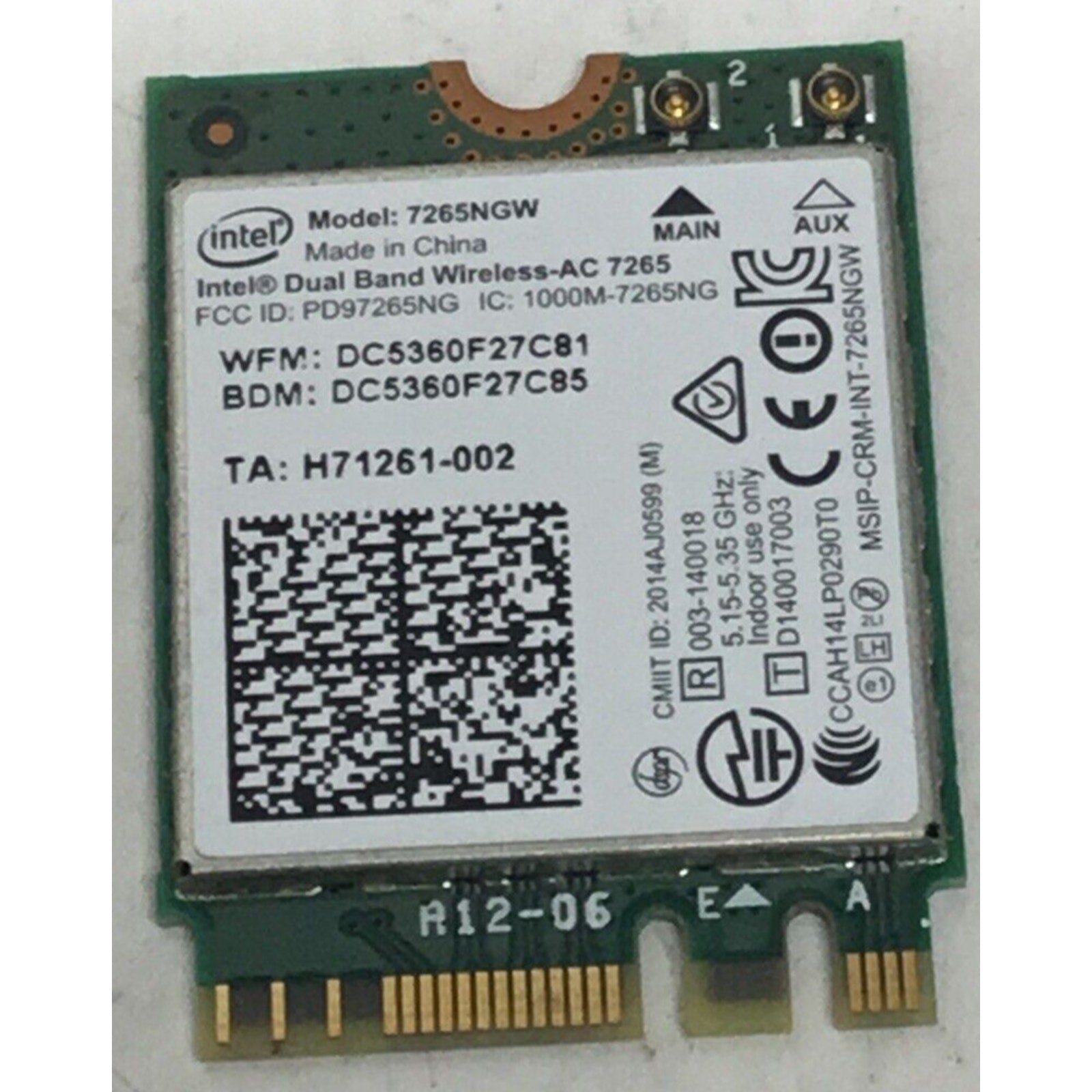 Dell Inspiron 13 7348 Intel Dual Band WiFi Wireless BlueTooth Card K57GX 7265NGW