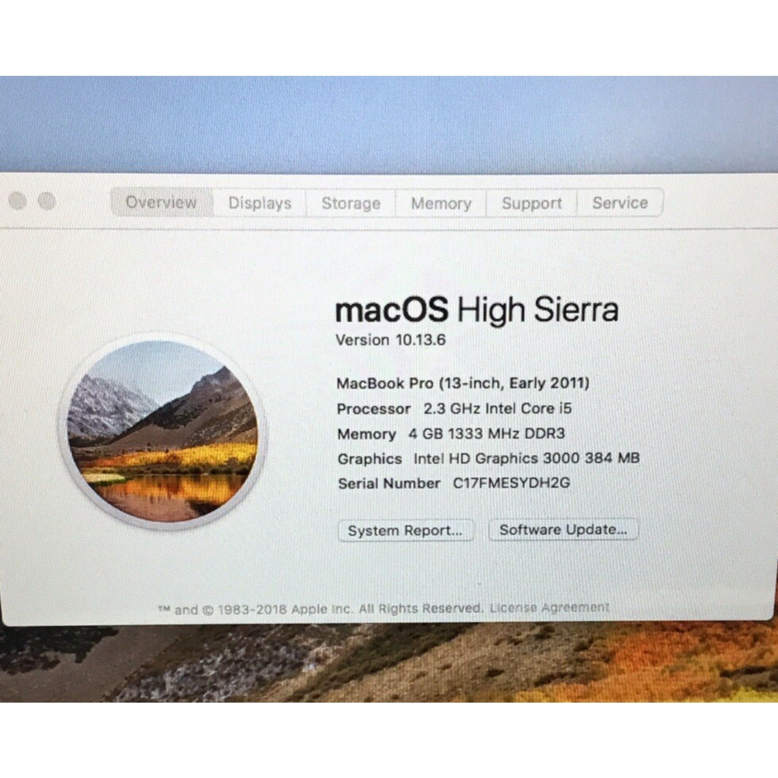 Apple MacBook Pro A1278 13.3" Intel Core i5 2.3Ghz 4GB RAM 320GB SSD Read Desc