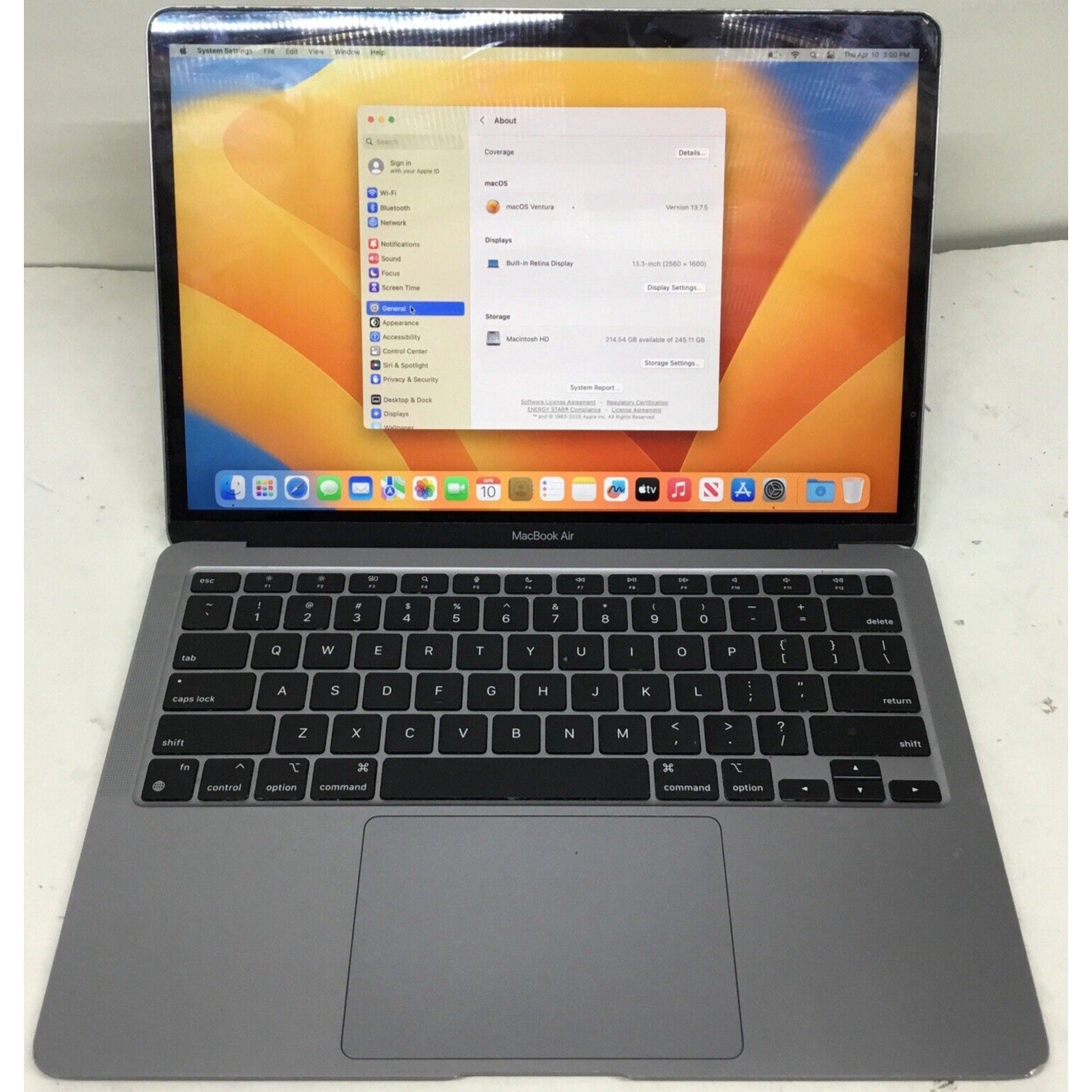 Apple MacBook Air 13" 2020 A2337 Apple M1 8GB DDR4 251GB SSD READ DESC