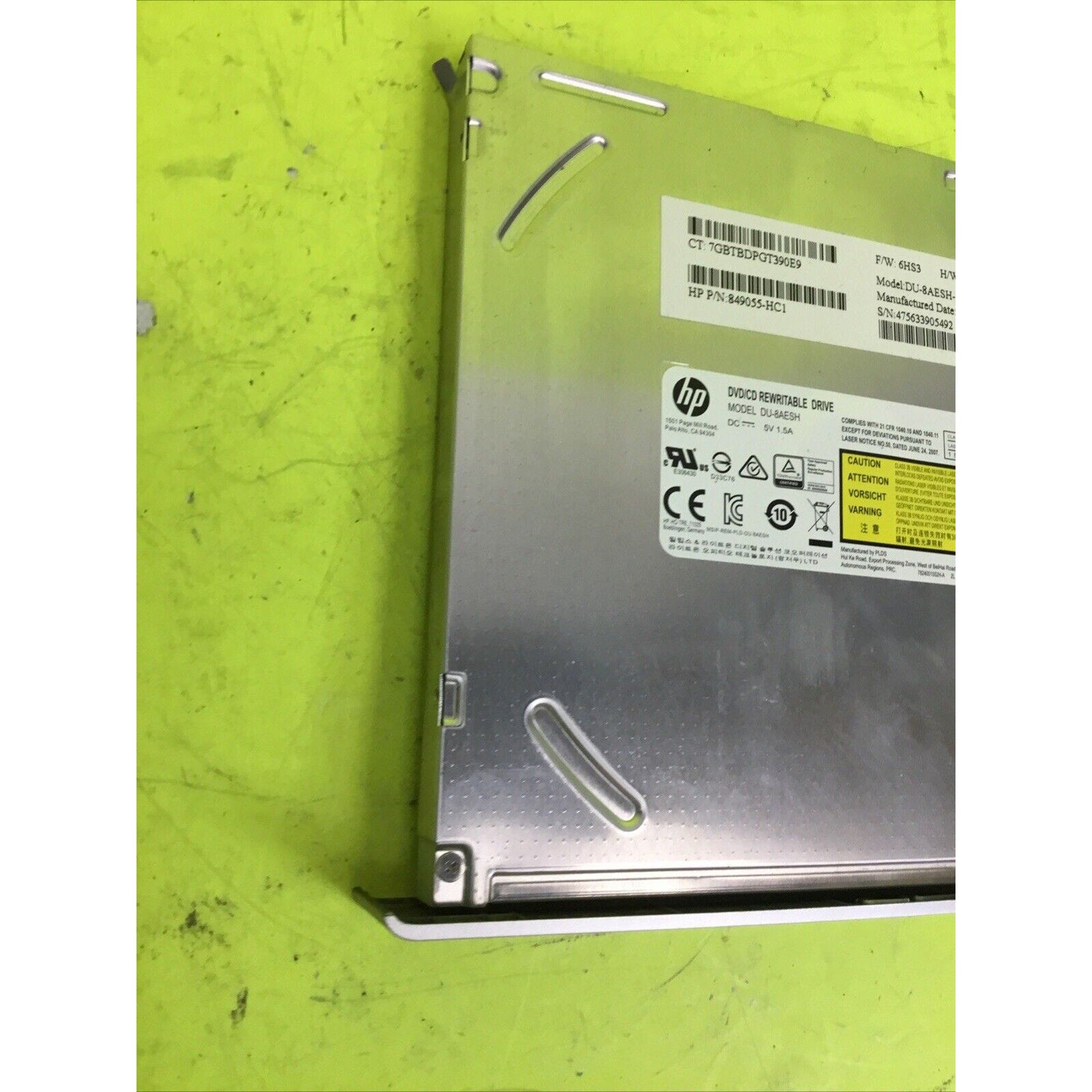 Hp DU-8AESH-EEC DVD/CD Rewritable Drive. HP PN: 849055-HC1