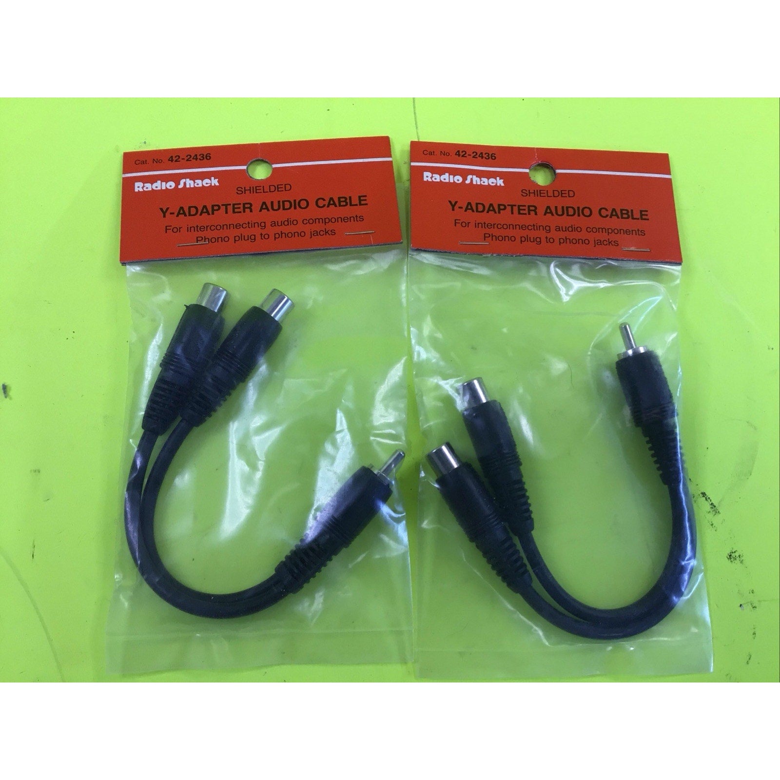 2 Pack Radio Shack Y-adapter Audio Cable Cat No. 42-2436
