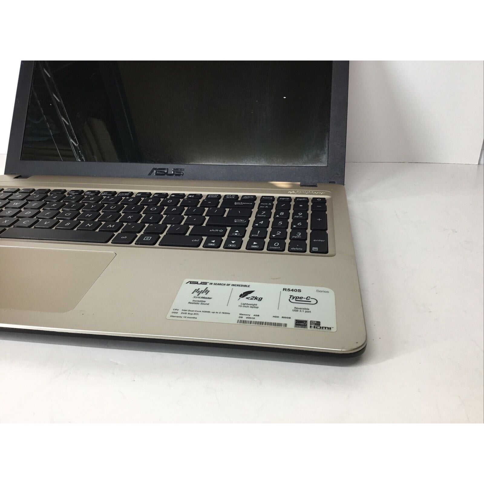 15.6" ASUS R540S Intel Celeron N3050 1.6GHz 4GB 500GB Laptop R540SA-RS FOR PARTS