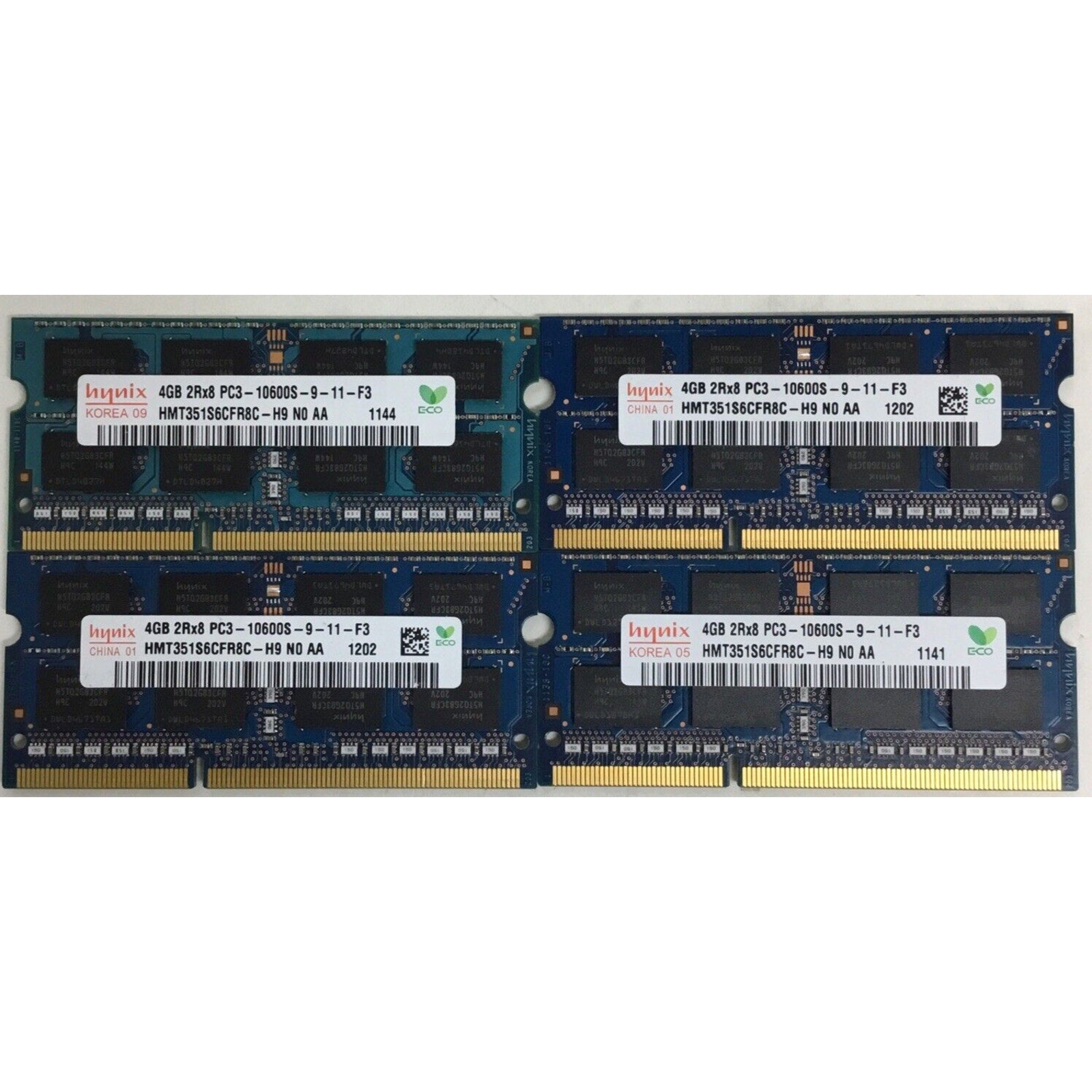 Hynix 16GB (4x4GB) 2Rx8 PC3-10600S Laptop Memory RAM HMT351S6CFR8C-H9