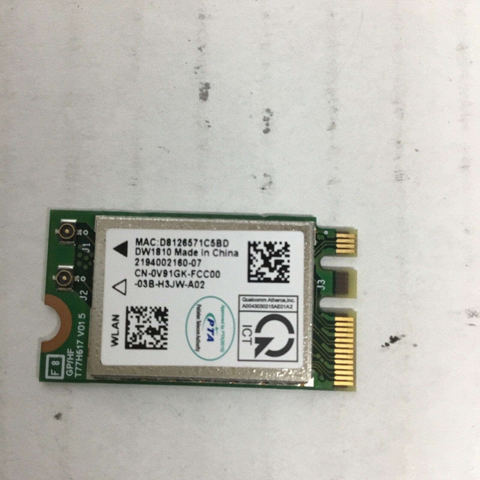 Dell Inspiron QUALCOMM DW1810 Wireless WiFi BT NGFF M.2 Combo Card V91GK 0V91GK