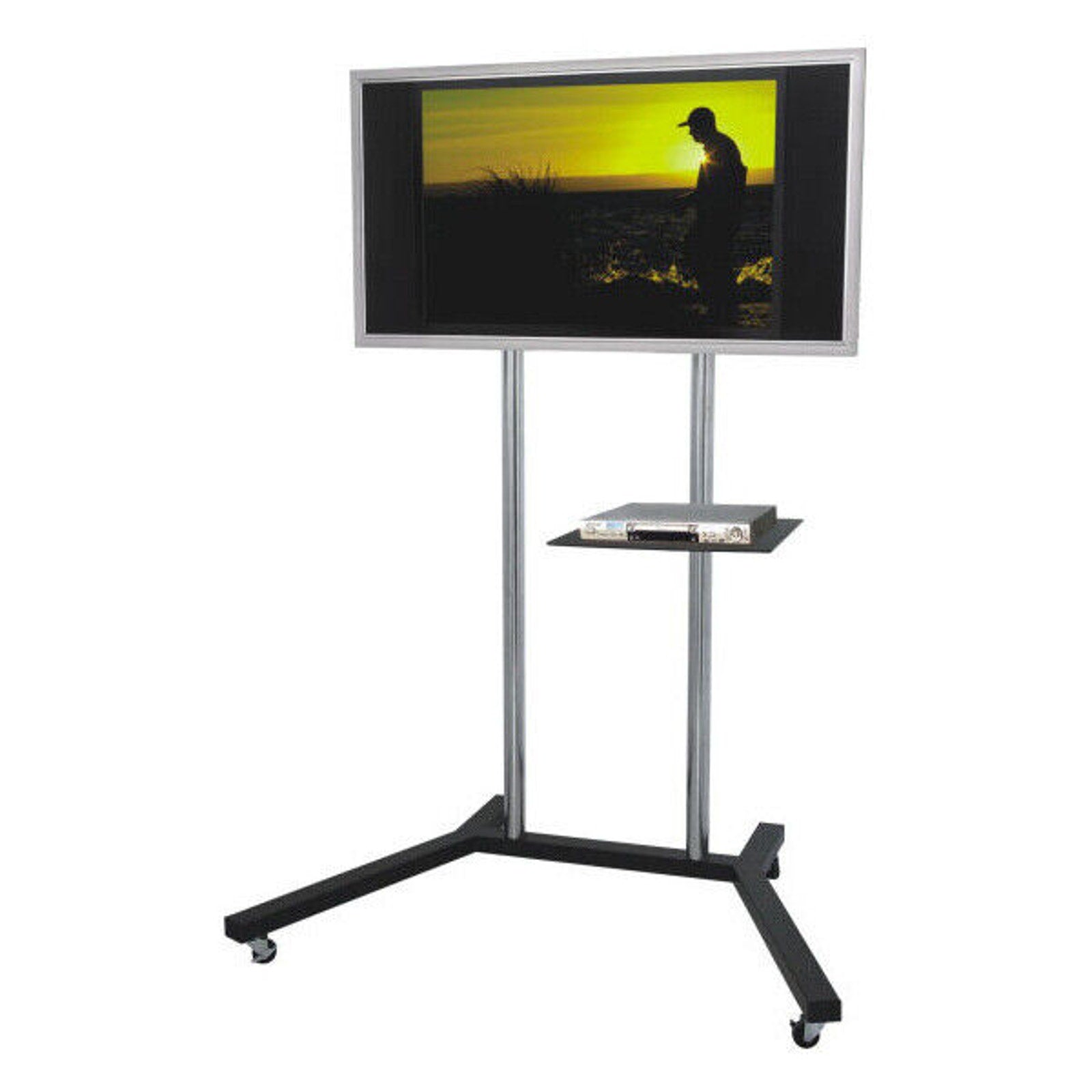 Monmount Rolling TV Cart / Large Monitor Trolley - Holds up to 60" LCD TVs