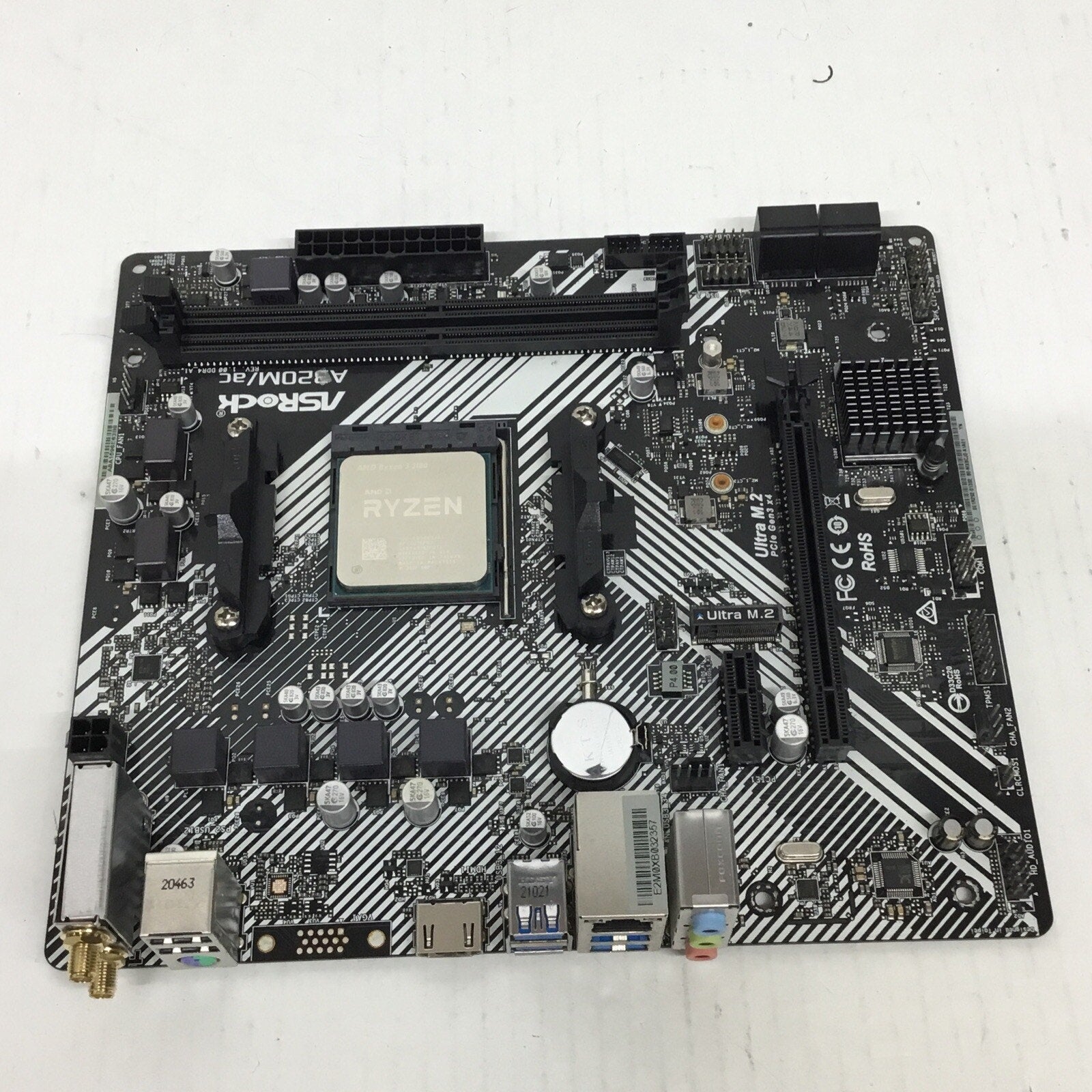 ASRock A320M-AC AMD Socket AMD MicroATX Desktop Motherboard W/Ryzen 3 3100