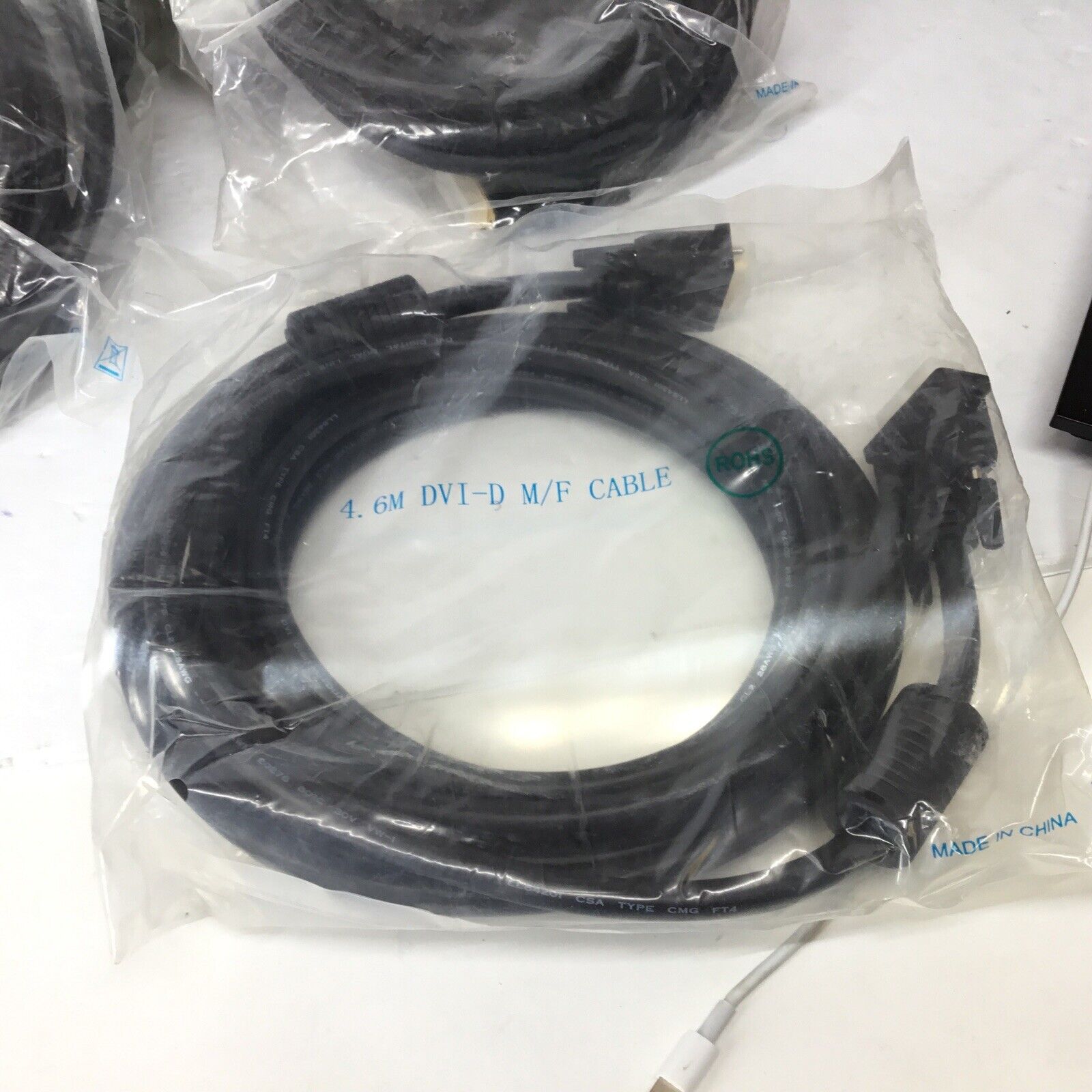 LOT OF 10 - 15ft Male DVI to Female DVI Extension Cables w/ Ferrites