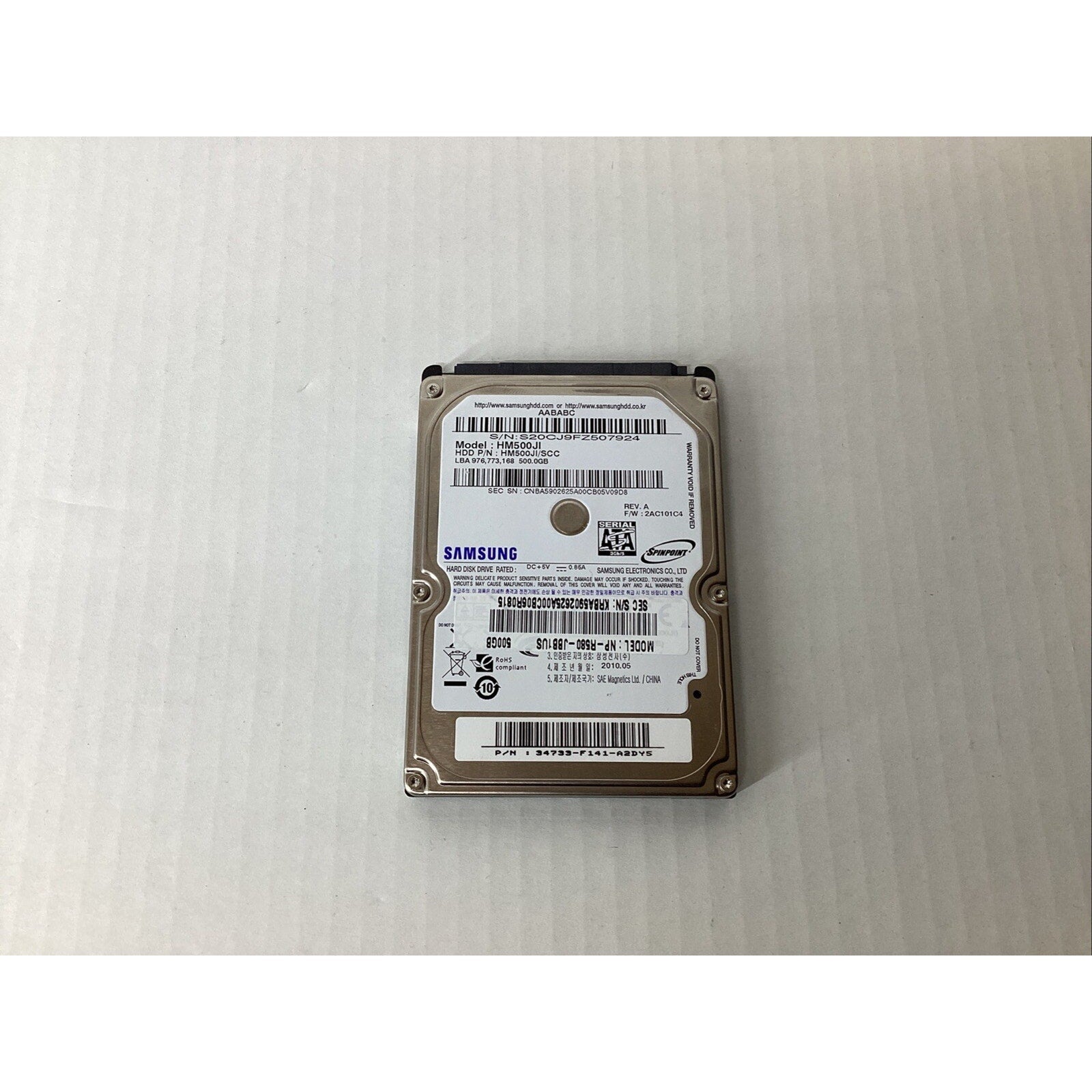 Toshiba 500GB HM500JI/SCC NP-R580-JBB1US SATA 2.5" Laptop Hard Drive
