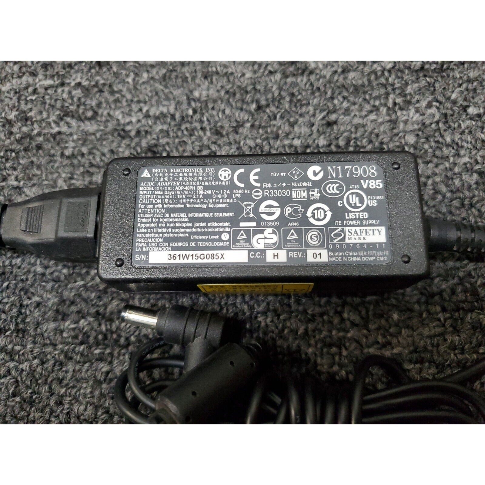 19V 40W AC Adapter For Delta Electronics ADP-40PH BB R33030 361W15G085X