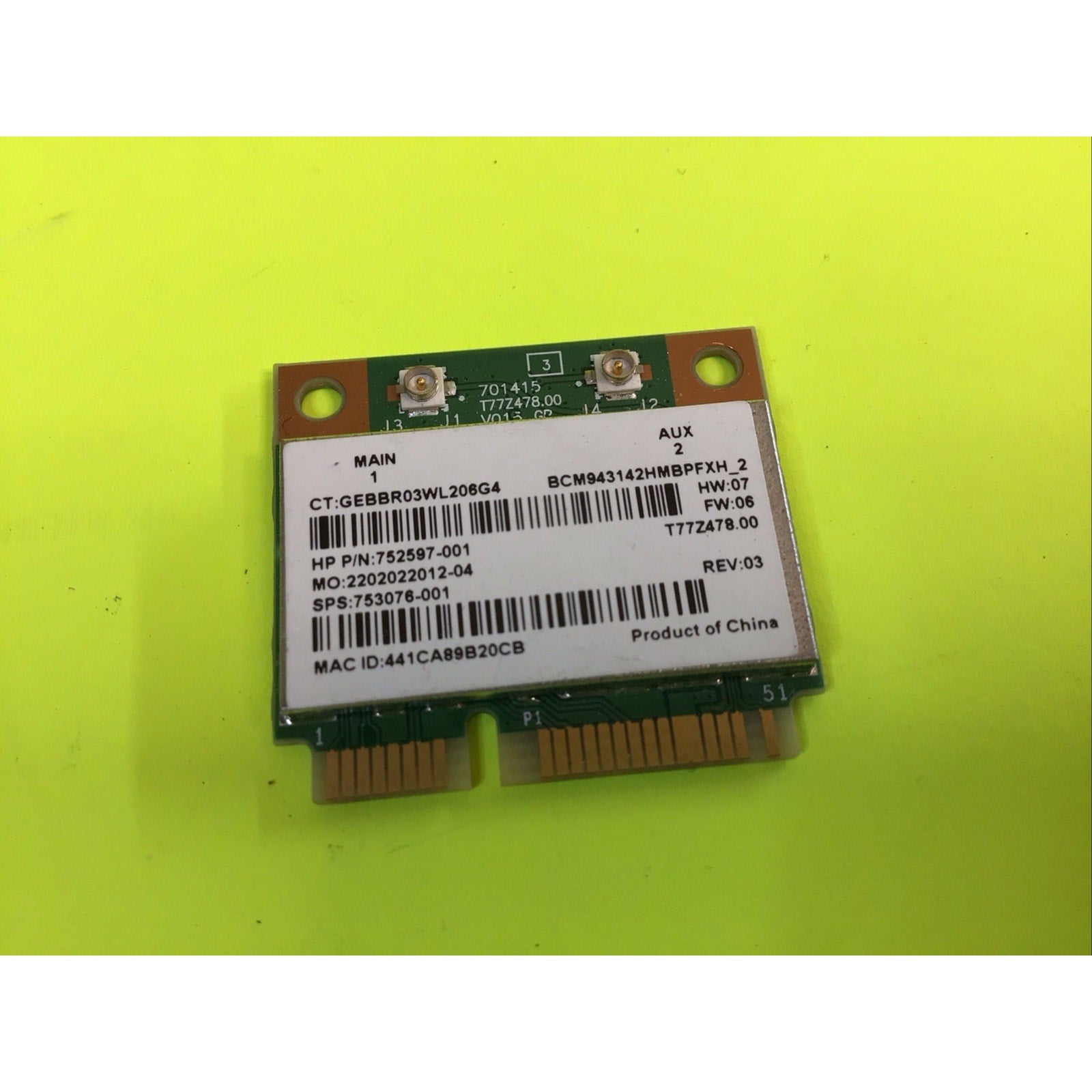 802.11n WI-FI WIRELESS CARD 752597-001