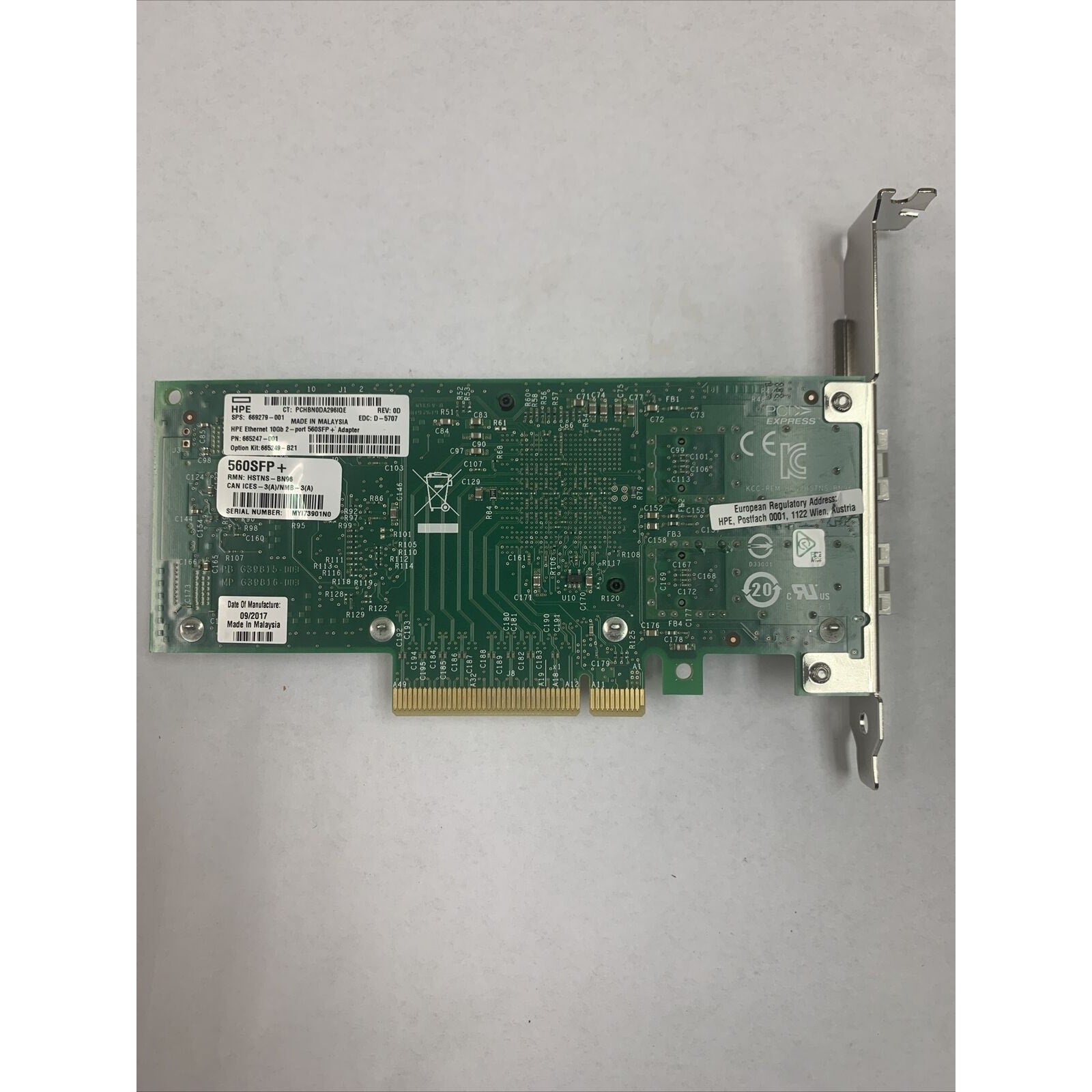 HP 665247-001 560SFP+ 2 Port 10GbE NIC Network Adapter 669279-001