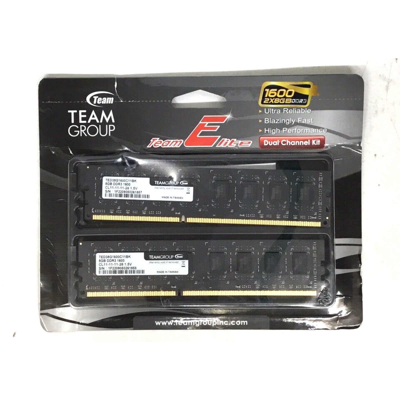 Team Group Elite DDR3 8GB Kit 2x4GB 1600MHz PC3-12800 Memory TED316G1600C11DC01