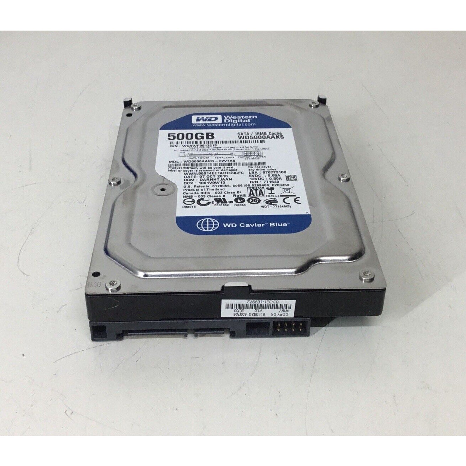 WD 500 GB WD5000AAKS-22V1A0 Caviar Blue Hard Drive 3.5 SATA