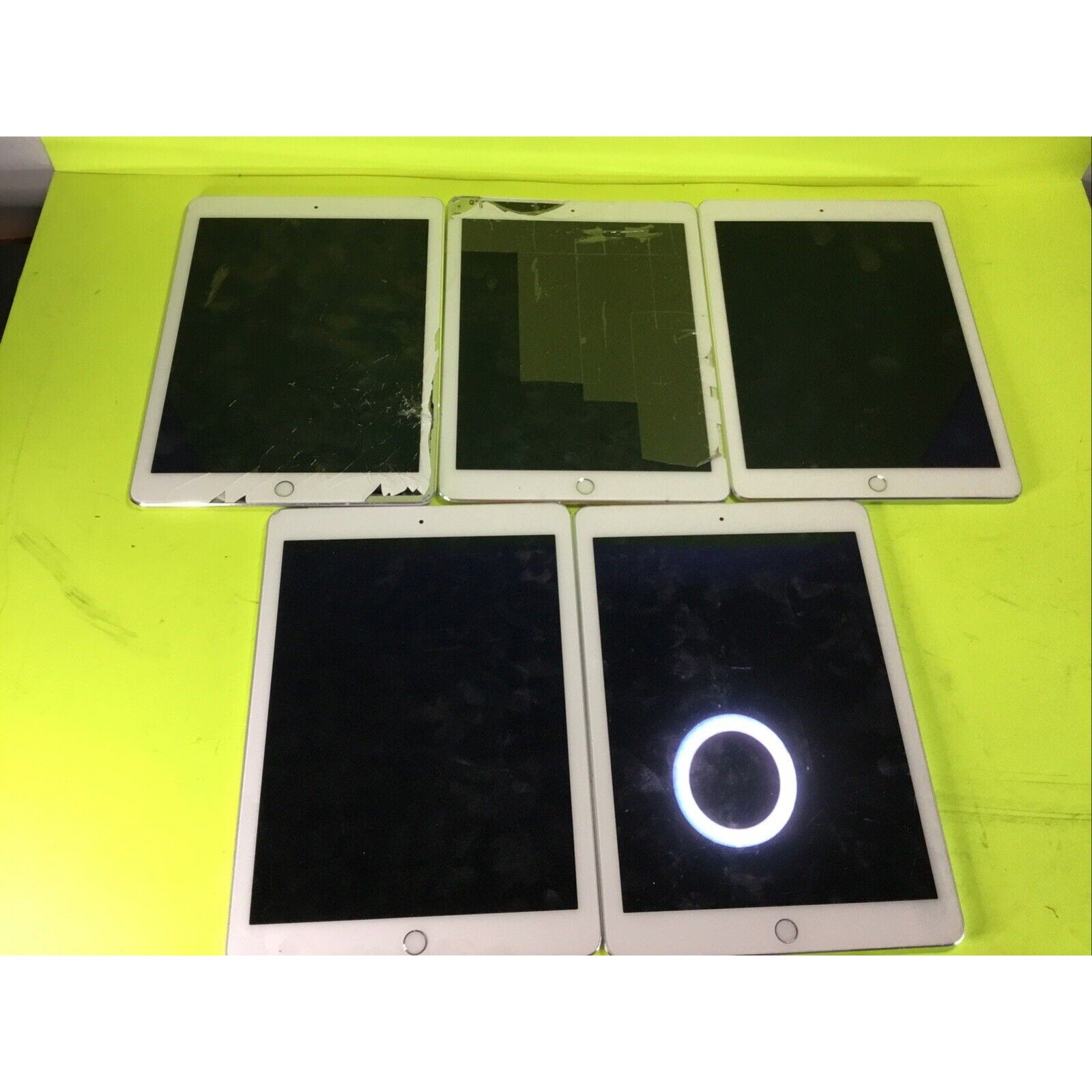Lot of 5 Silver iPad Air 2 FOR PARTS GOLD RECOVERY or RARE EARTH RECOVERY