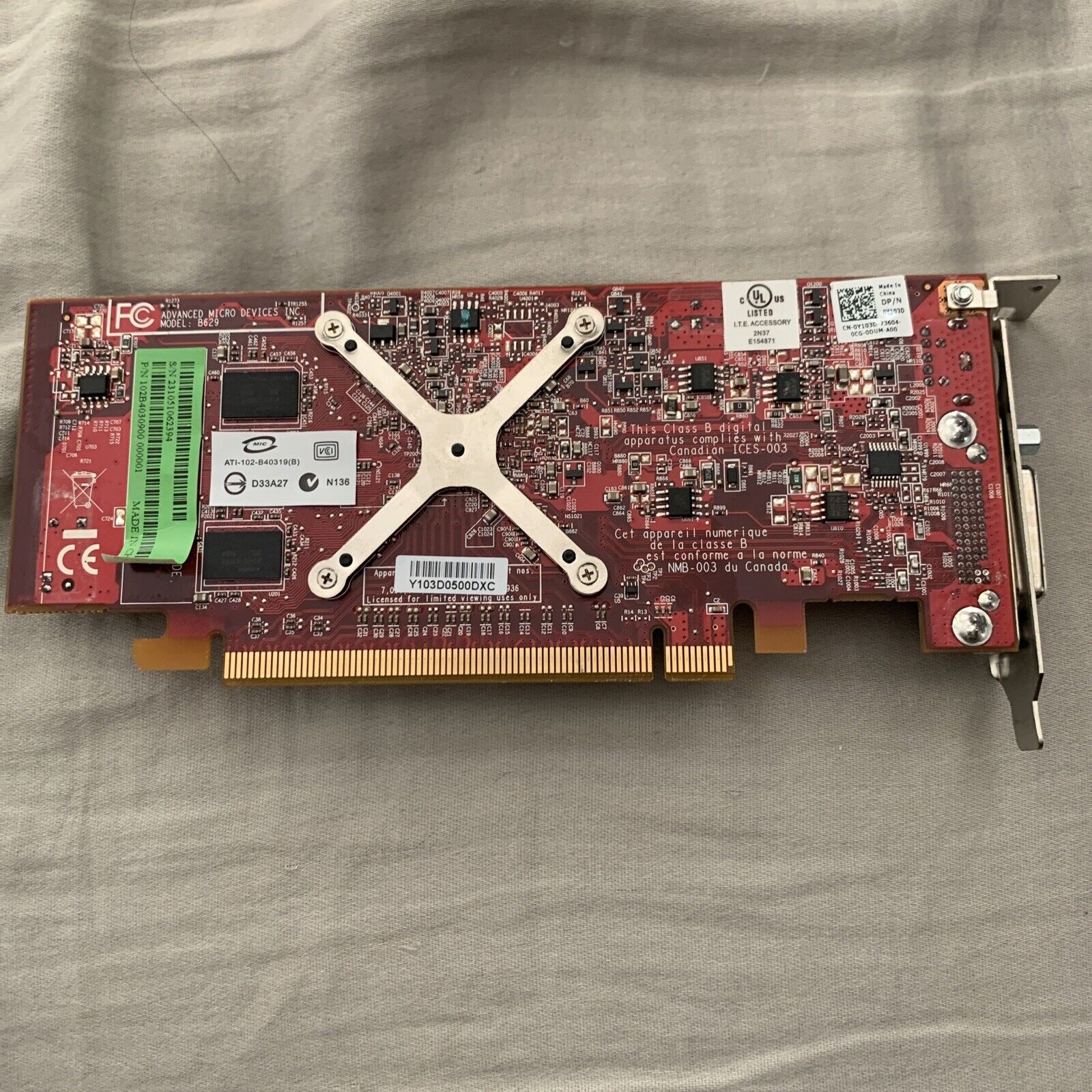 DELL ATI Radeon HD3450 256MB PCIe x16 DMS-59 Low Profile Video Card Y103D 0Y103D