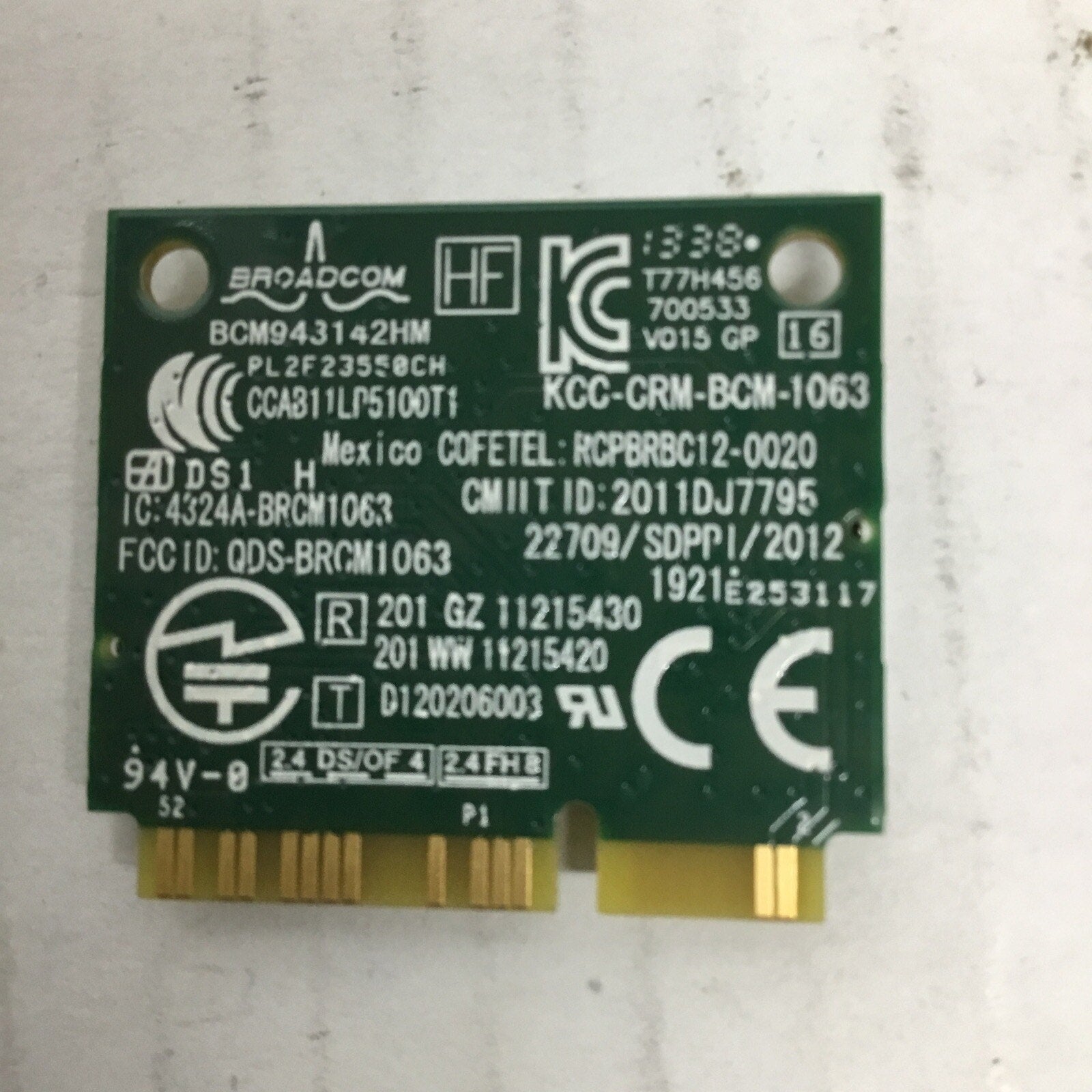 Sony 145866611 BCM943142HM 802.11n Wireless BT PCIe Half T77H456.00