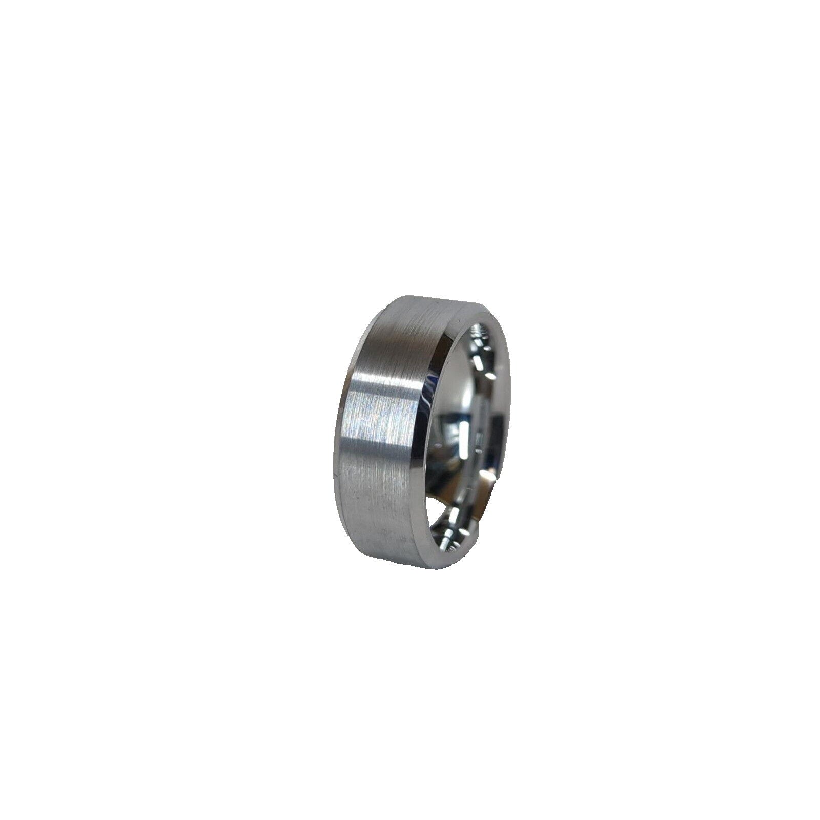 1/5 CT Size 8 Tungsten Carbide Brush Center Step Edge Wedding Band Ring