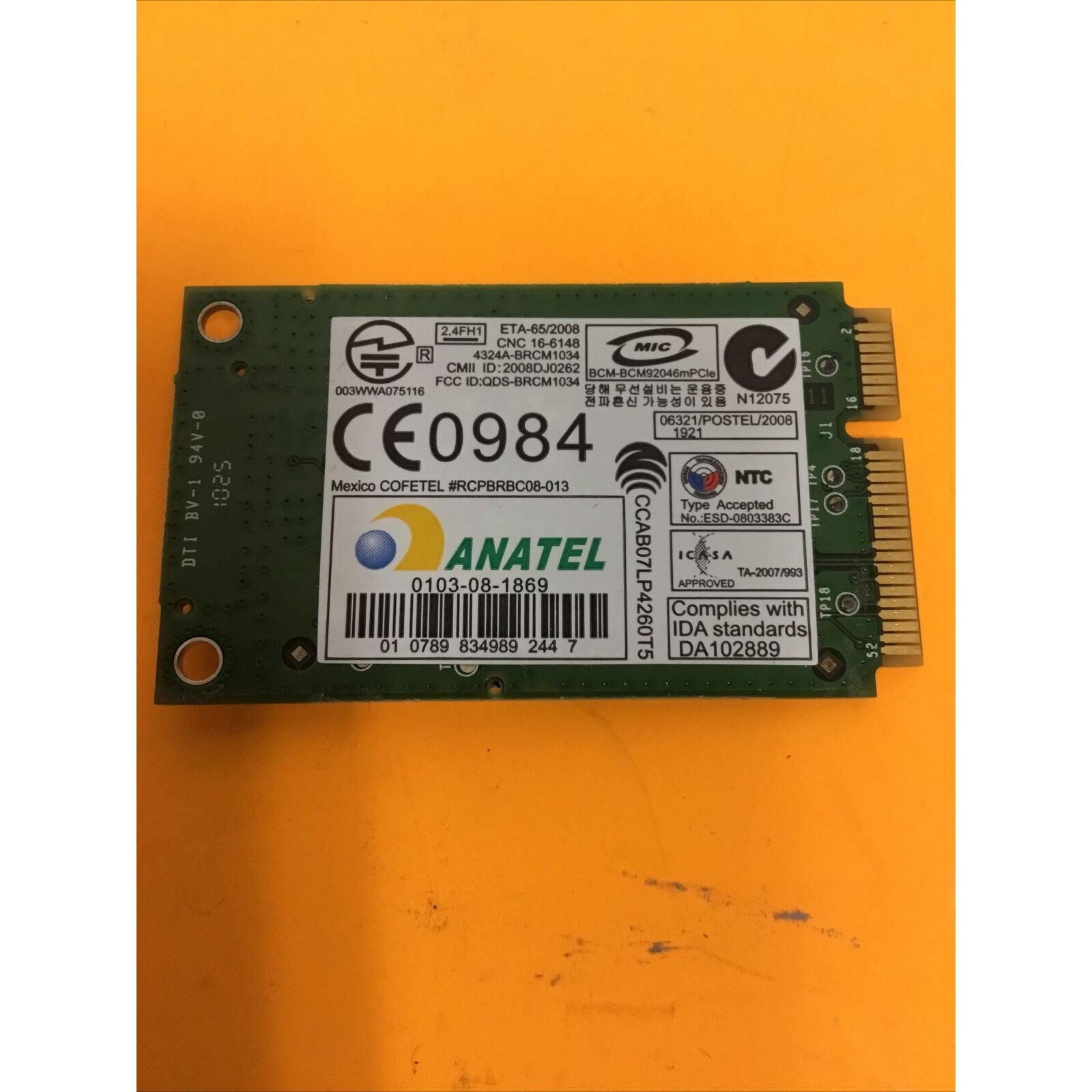 Dell Mini Wireless Bluetooth Card BCM92046MPCIE_FLSH 0M960G