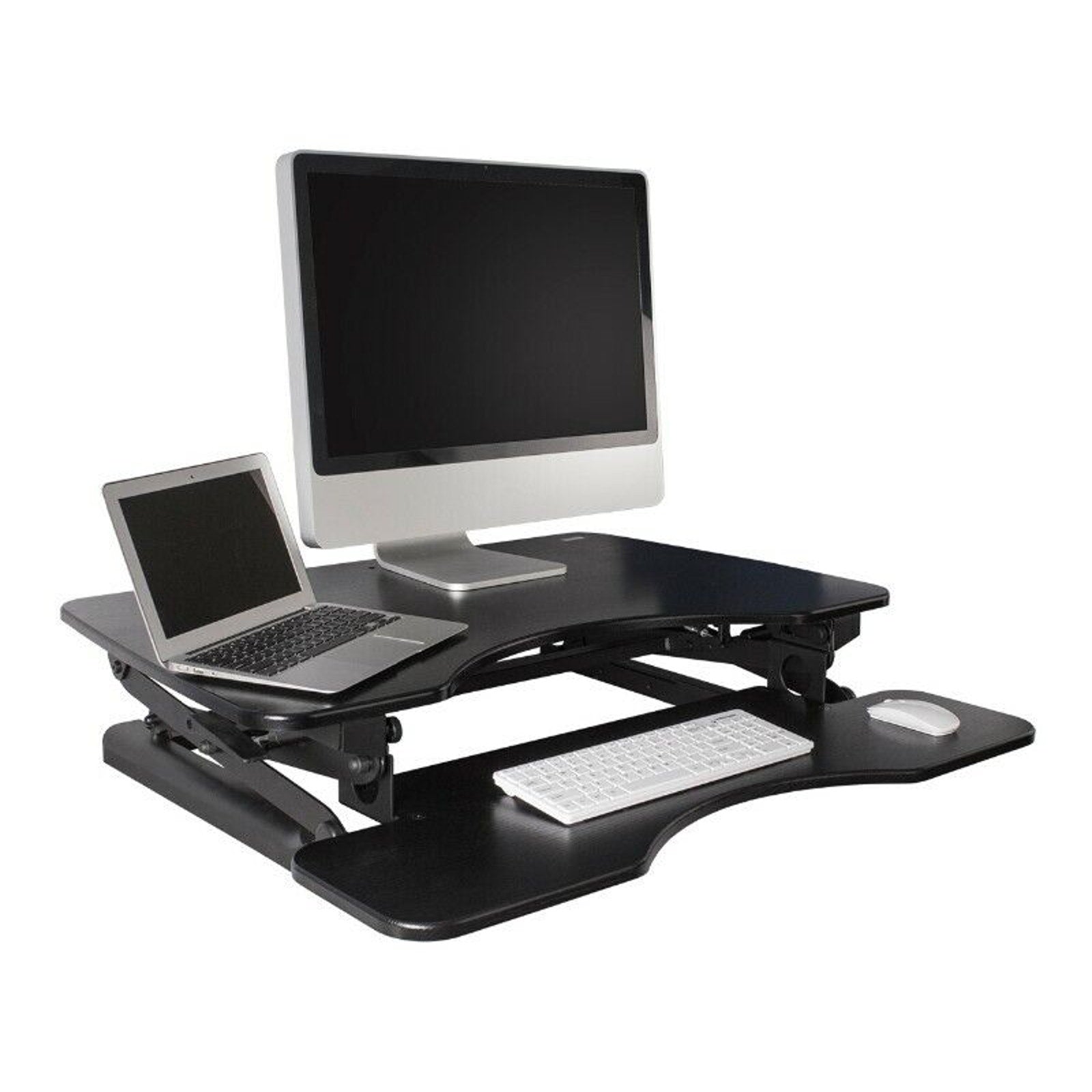MonMount SSW100D Height-Adjustable Home Office Desk Sit to Stand Up Desk Riser