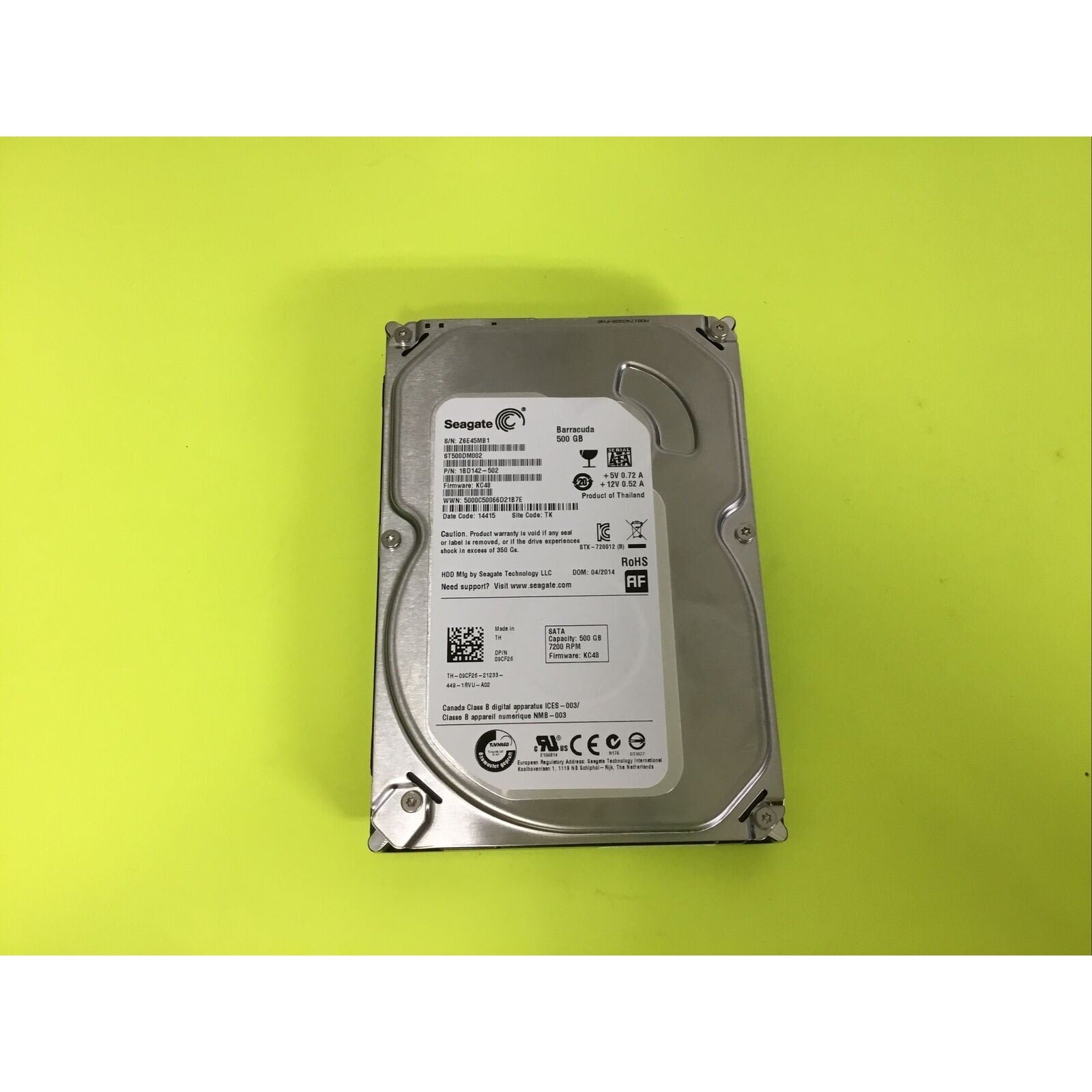 Seagate Barracuda ST500DM002 3.5" 500GB 7200RPM SATA Hard Drive 1BD142-502