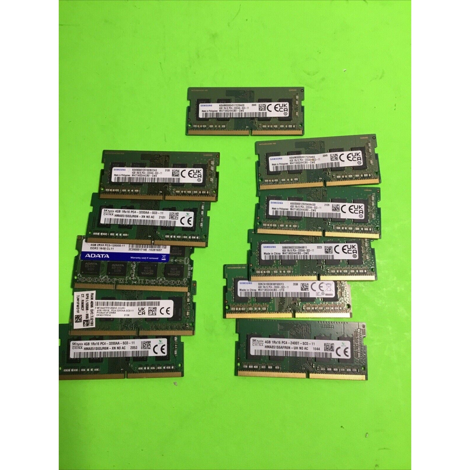 Lot of 11 x 4GB PC4 Laptop Memory RAM Mixed Brands