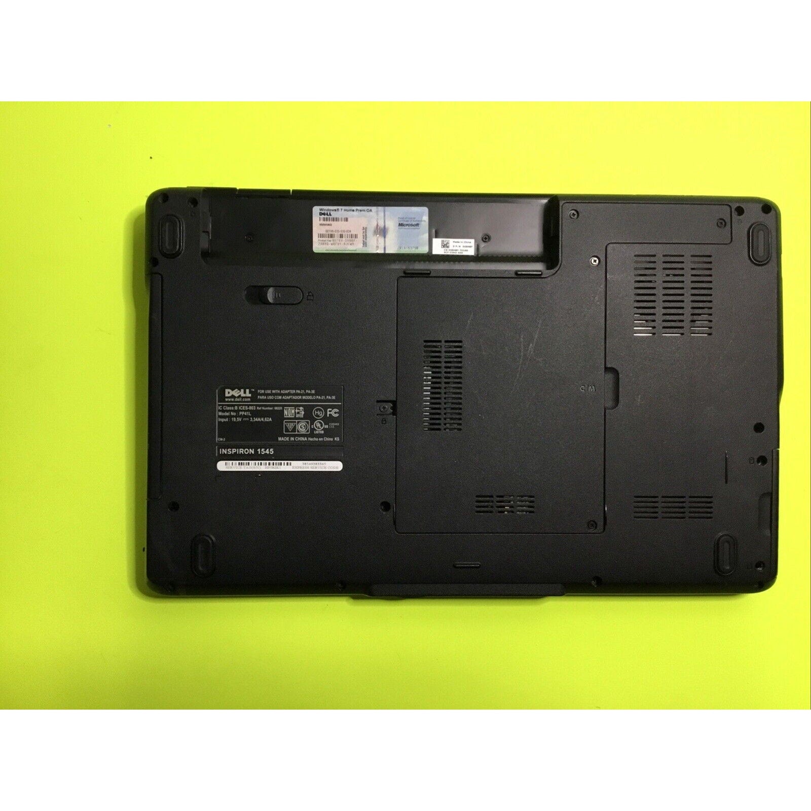 Dell Inspiron 1545 Intel Core 2 Duo T6600 3GB RAM FOR PARTS or REPAIR