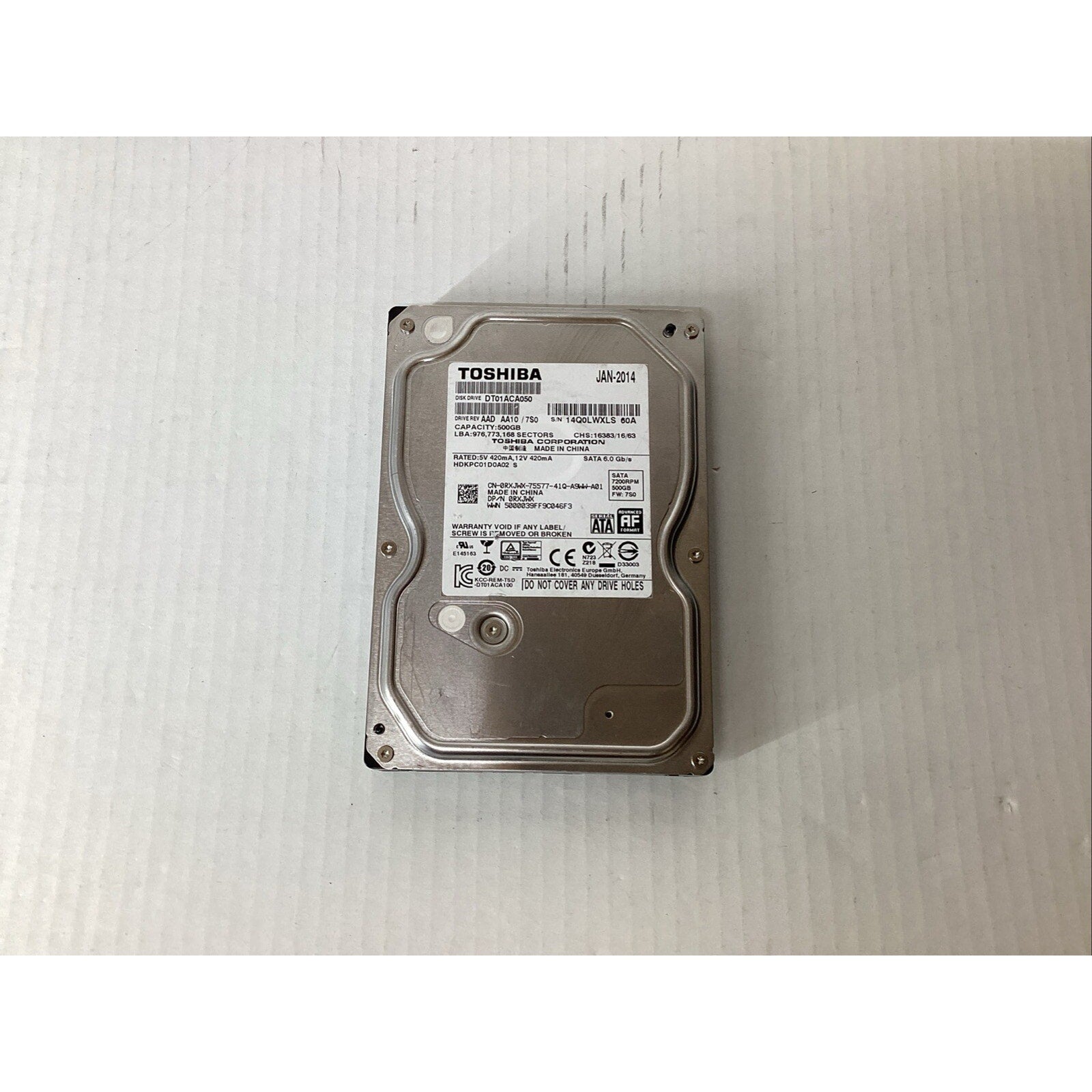 Toshiba DT01ACA050 3.5" 500GB 7200RPM SATA 6Gb/s Internal Hard Drive 0RXJWX