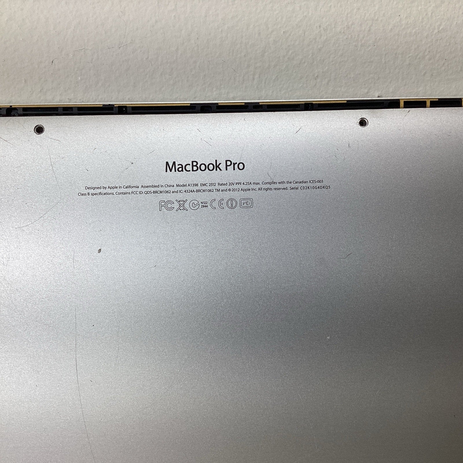 Apple MacBook Pro A1398 15" Intel Core i7 - For Parts