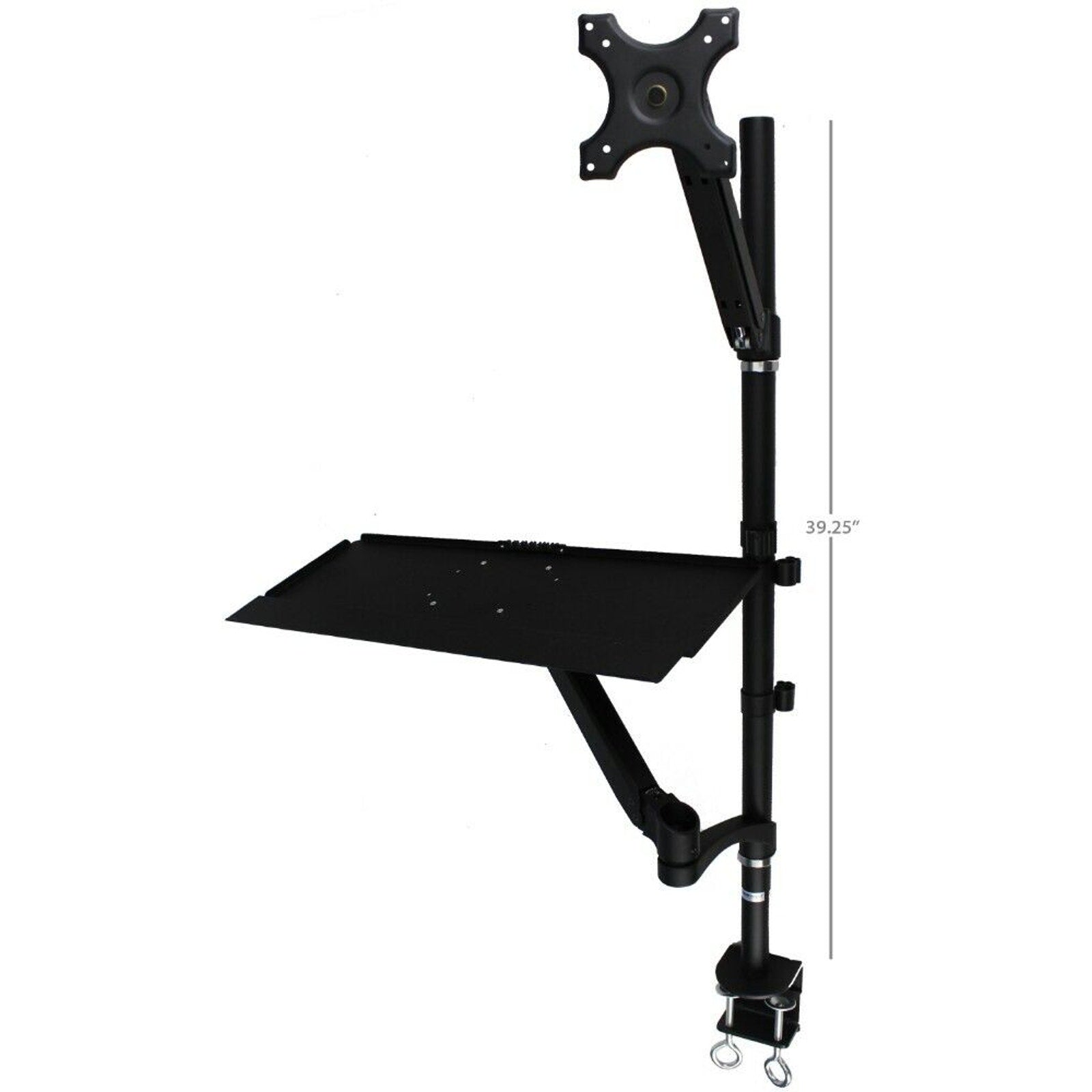 Sit Stand Computer Desk Workstation w/ Keyboard Tray Adjustable Mount Black