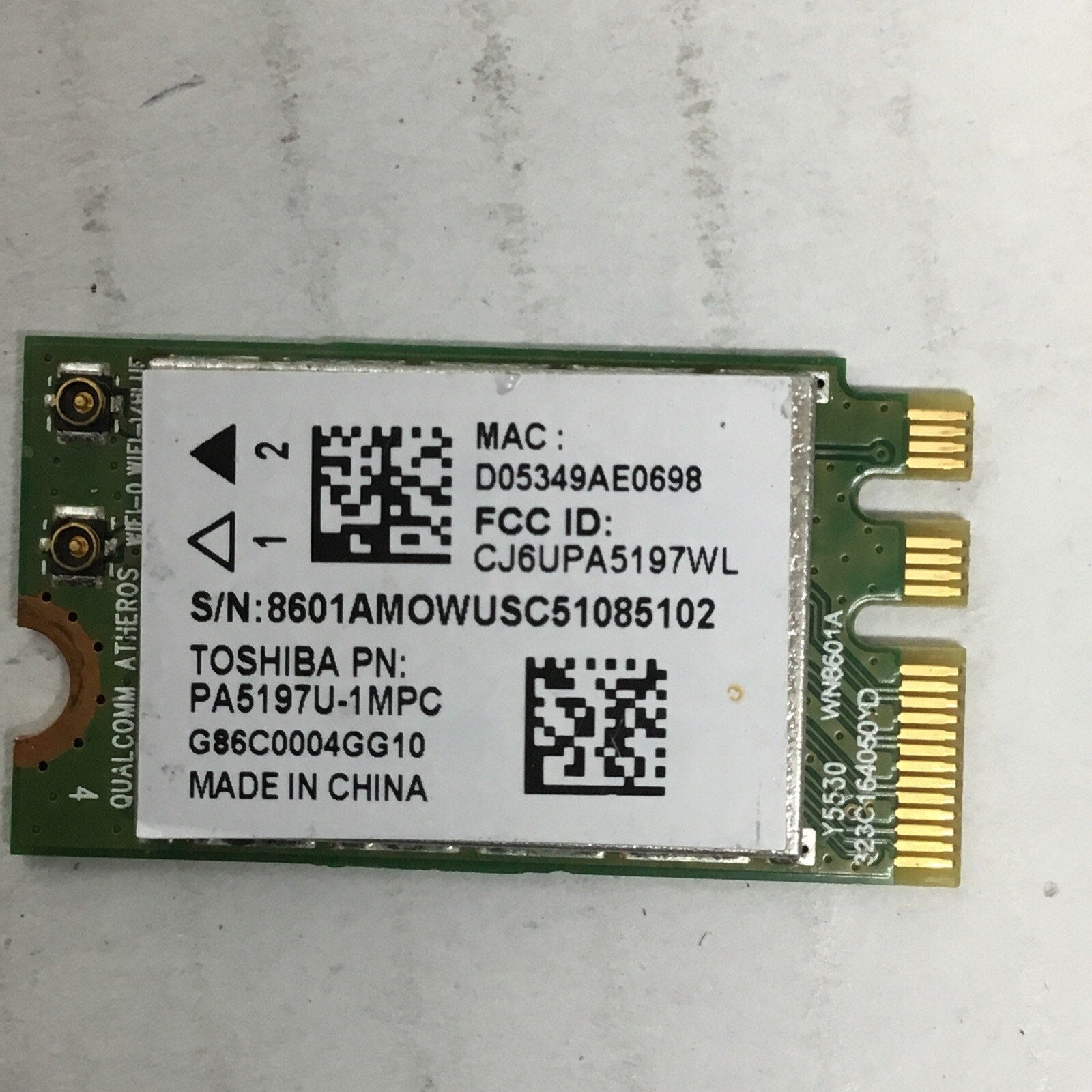 Toshiba G86C0004GE10 Qualcomm Atheros QCNFA125 NGFF PA5197U-1MPC OEM