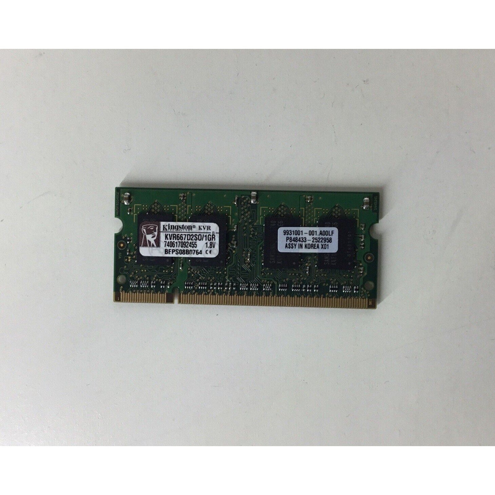 Kingston KVR667D2SO/1GR 1GB Laptop Memory Module 9931001-001 1.8V
