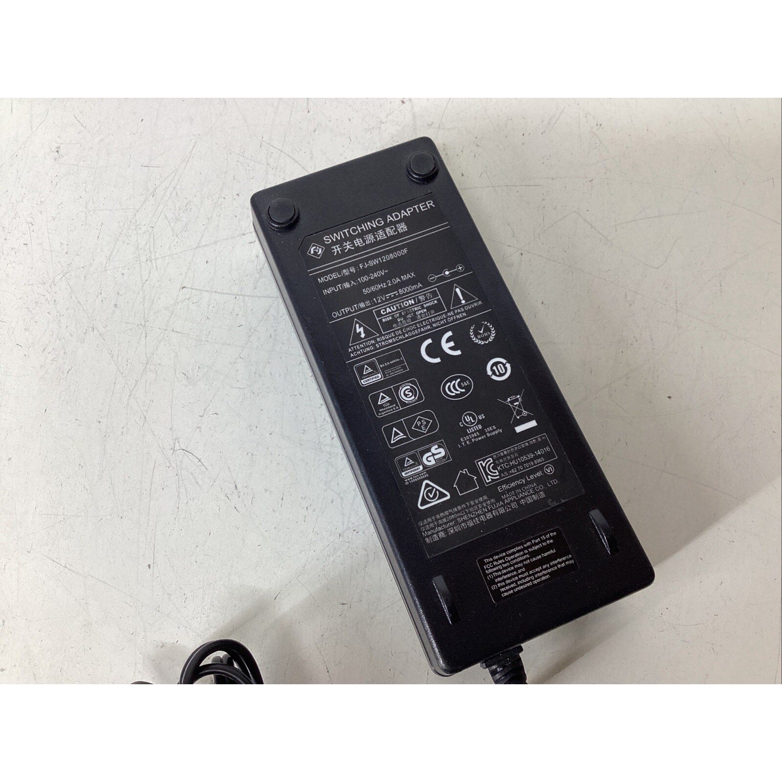 Shenzhen FJ-SW1208000F AC/DC Power Supply Adapter 12V Charger