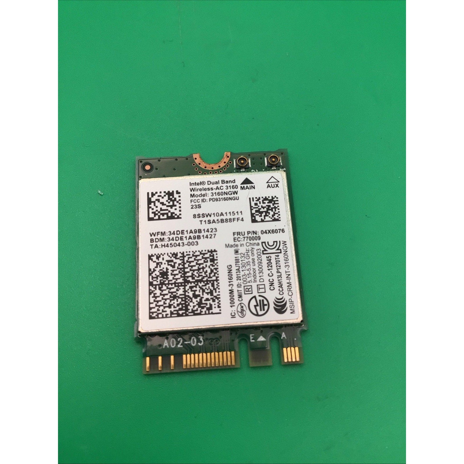 Dell 3160NGW Wireless AC 3160 Dual Band Wi-Fi Card - 802.11 ac/a/b/g/n - 28D9J