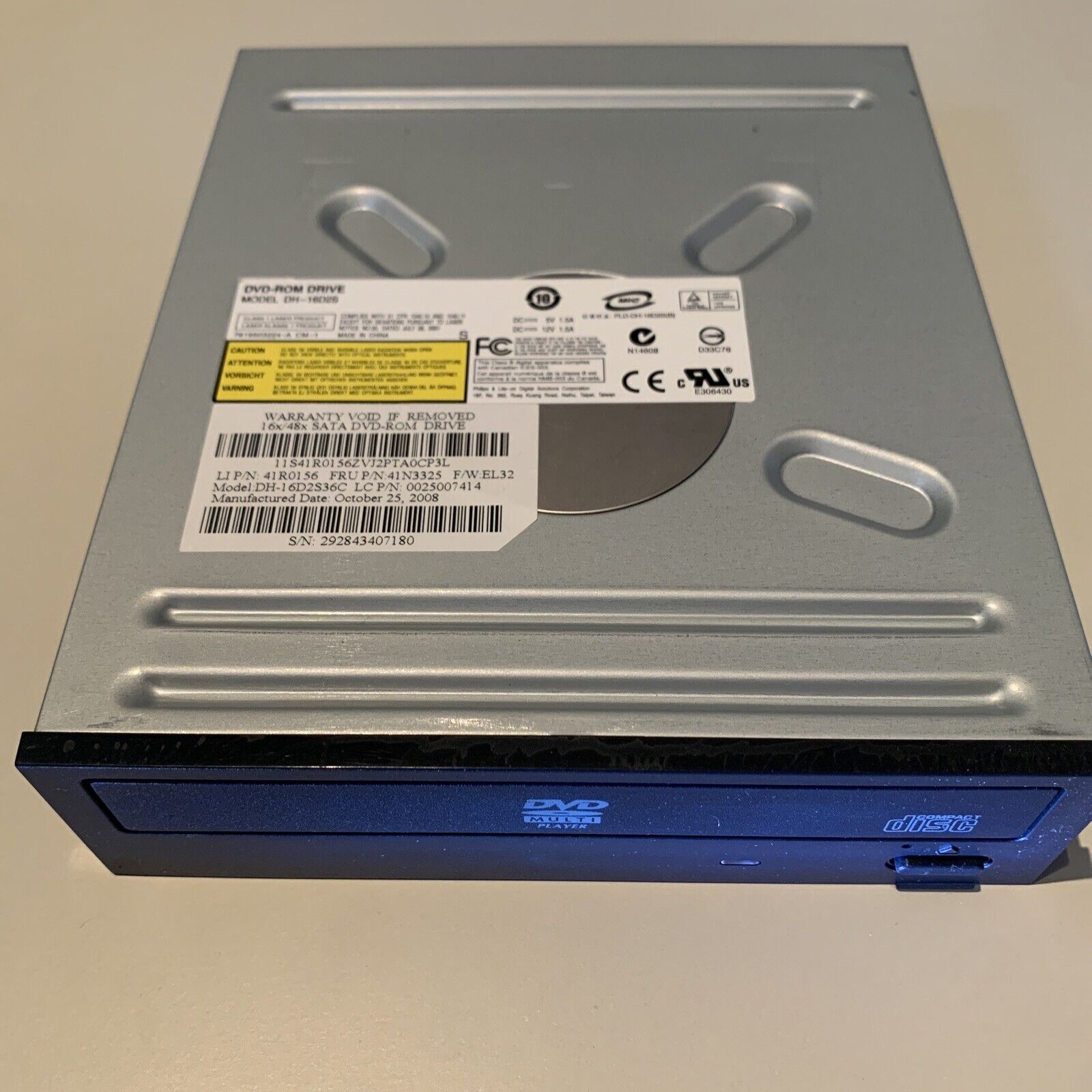 Lite-On IT DH-16DYS DVD-ROM SATA Desktop Drive HP P/N 410125-200 SPS 419496-001