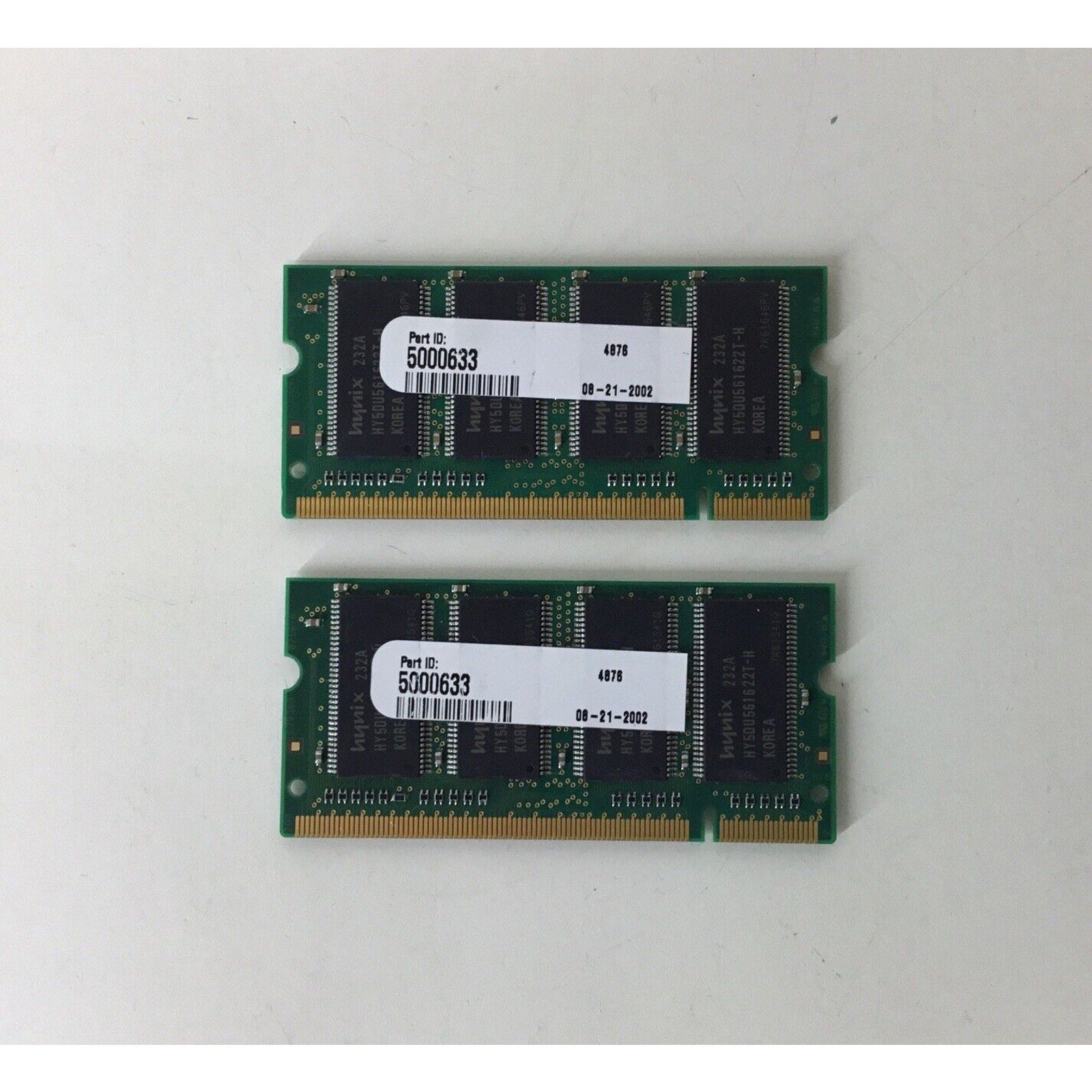 Lot of 2 - Hynix HYMD232M6466-H PC2100S-25330 SO-DIMM Memory 256MB DDR 266MHz