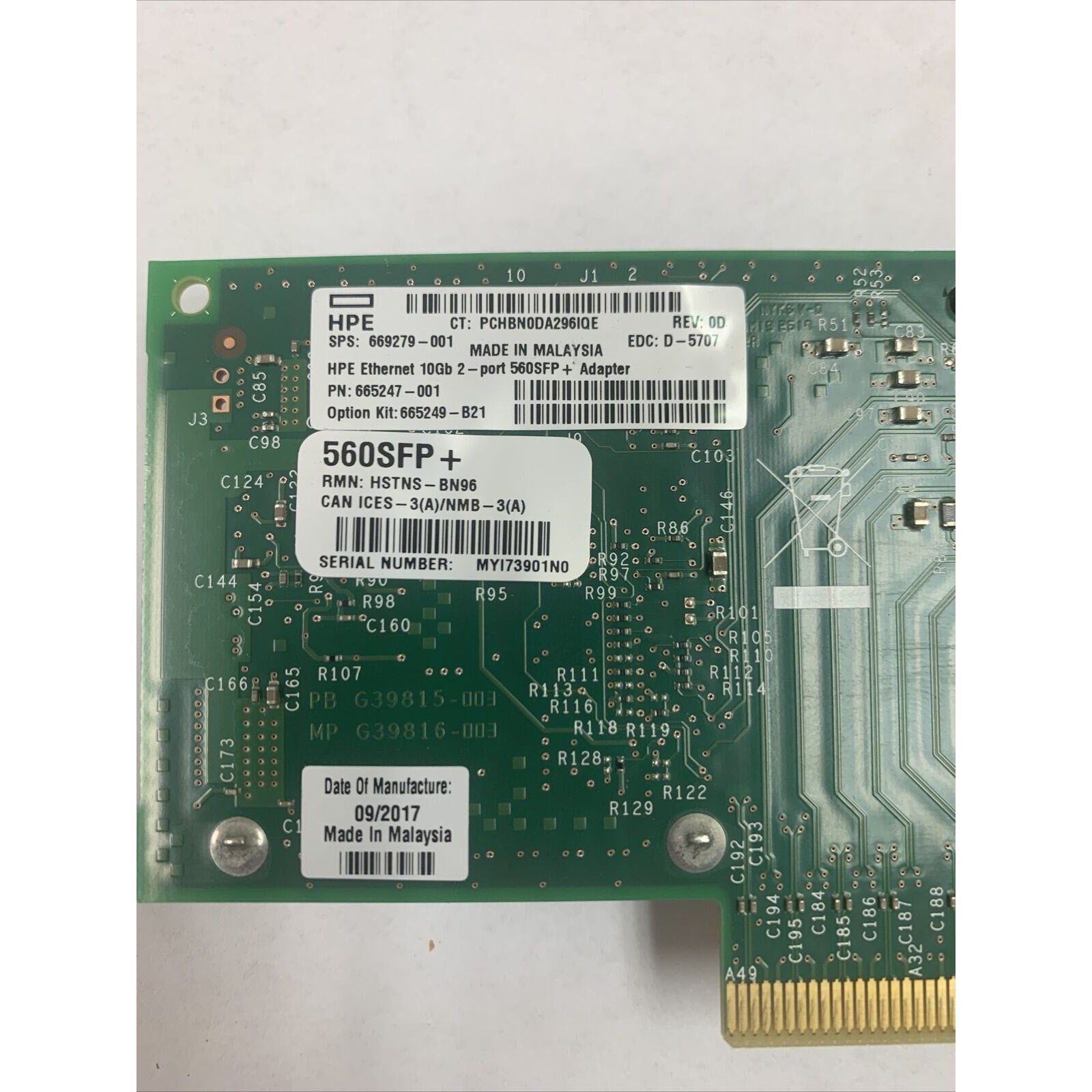 HP 665247-001 560SFP+ 2 Port 10GbE NIC Network Adapter 669279-001