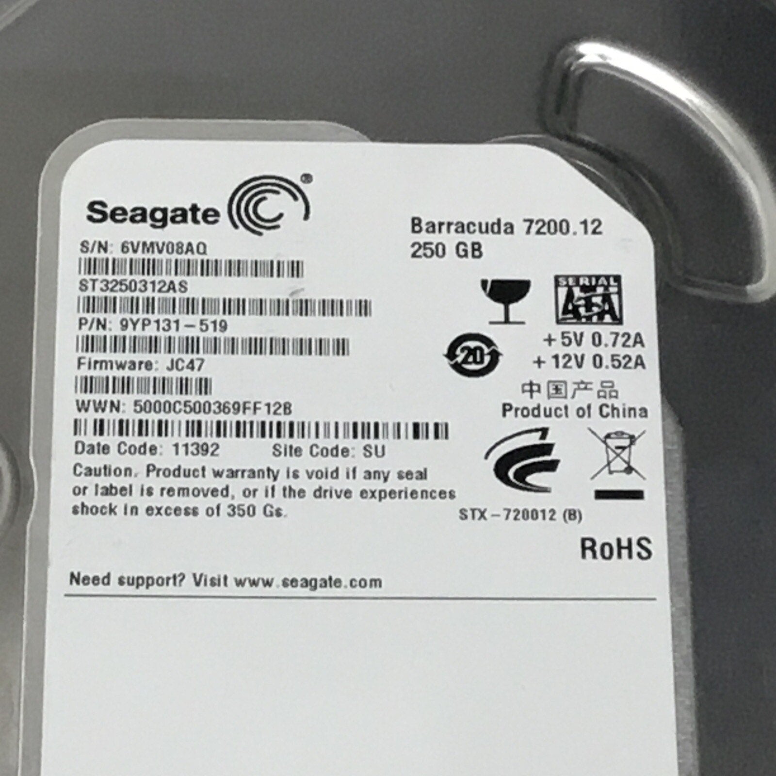 ST3250312AS- Seagate Barracuda 250GB 7200RPM 3.5" Desktop HD Hard Drive
