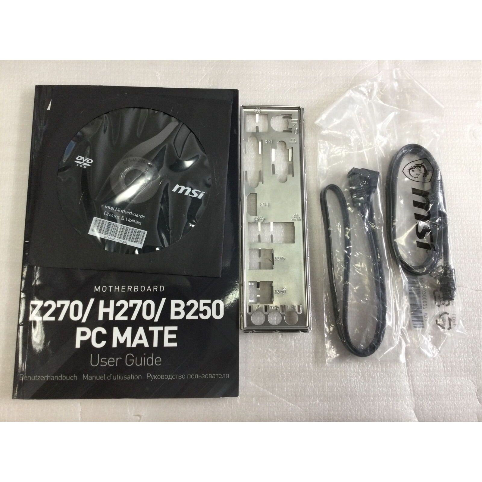 MSI Z270 / H270 / B250 MOTHERBOARD DRIVERS, MANUAL, I/O SHIELD AND SATA CABLES