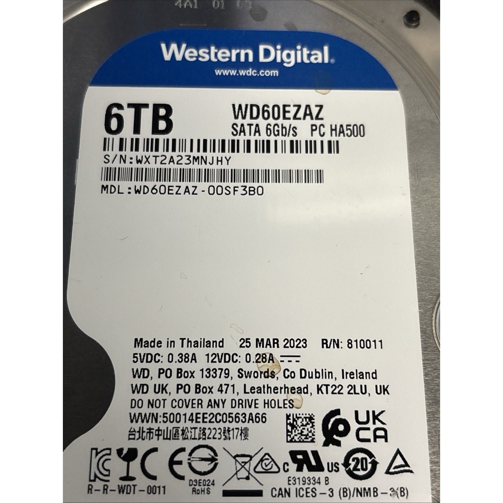 WD60EZAZ 1PCS NEW Western Digital Blue 6TB 5400RPM SATA 6Gb/s 3.5-in Hard Drive