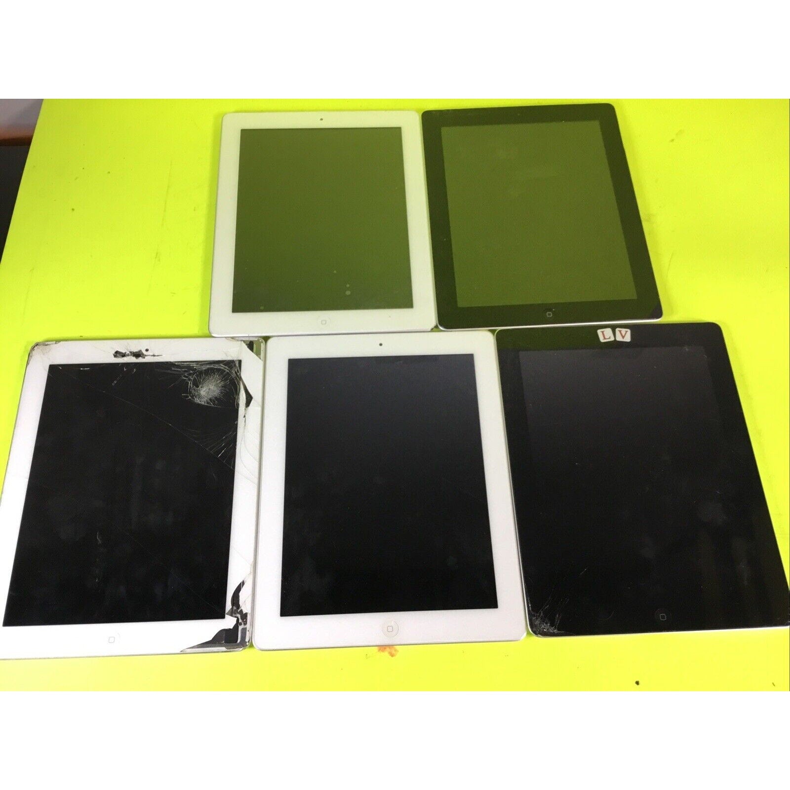 Lot of 5 Vintage iPad 2nd Gen FOR PARTS GOLD RECOVERY or RARE EARTH RECOVERY