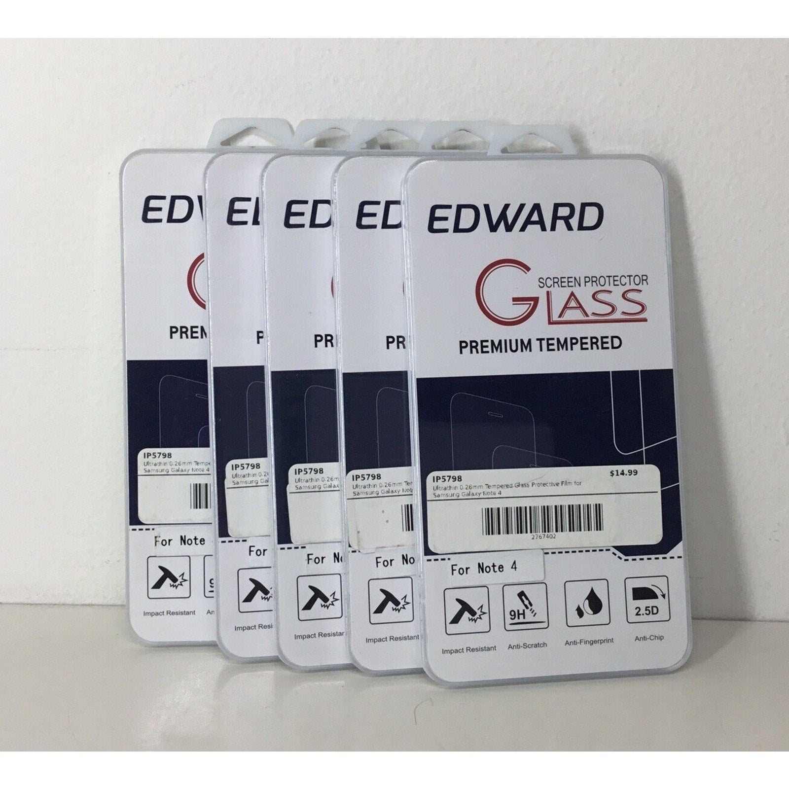 Lot of 5 - LCD Clear Glass Screen Protector for Samsung Galaxy Note 4